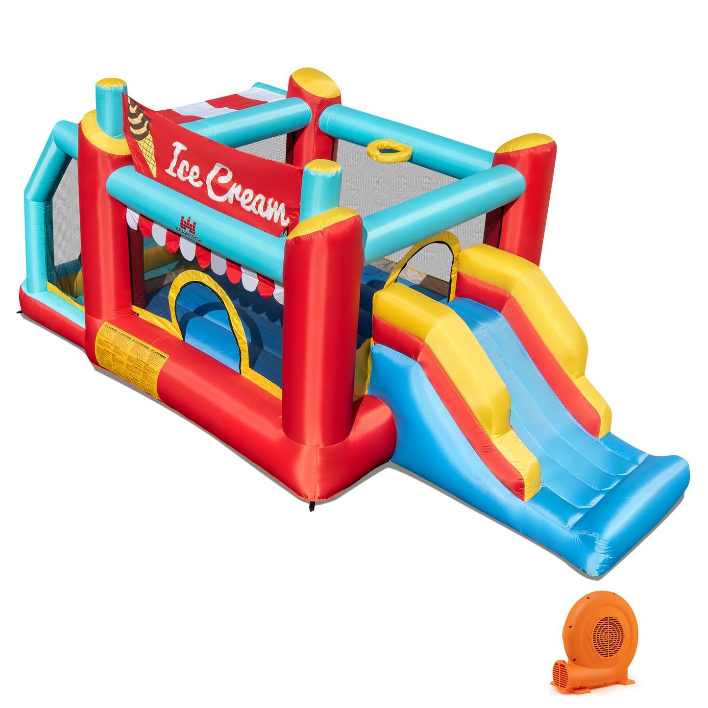 5-in-1 Ice Cream Inflatable Bounce House with Ball Pit and Slide with 520W Blower Kids Crystal
