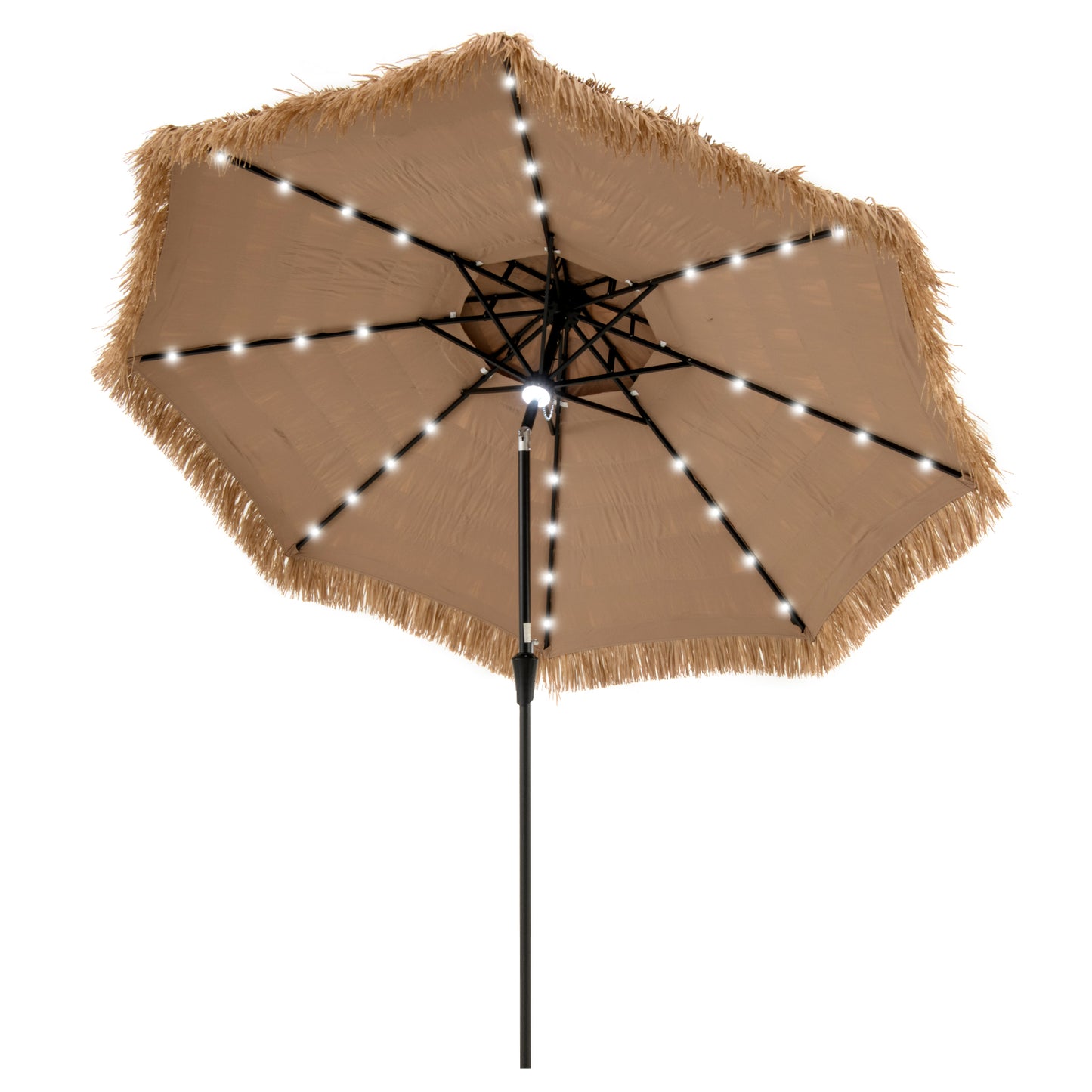 10 Feet Hawaiian Style Solar Lighted Thatched Tiki Patio Umbrella Kids Crystal