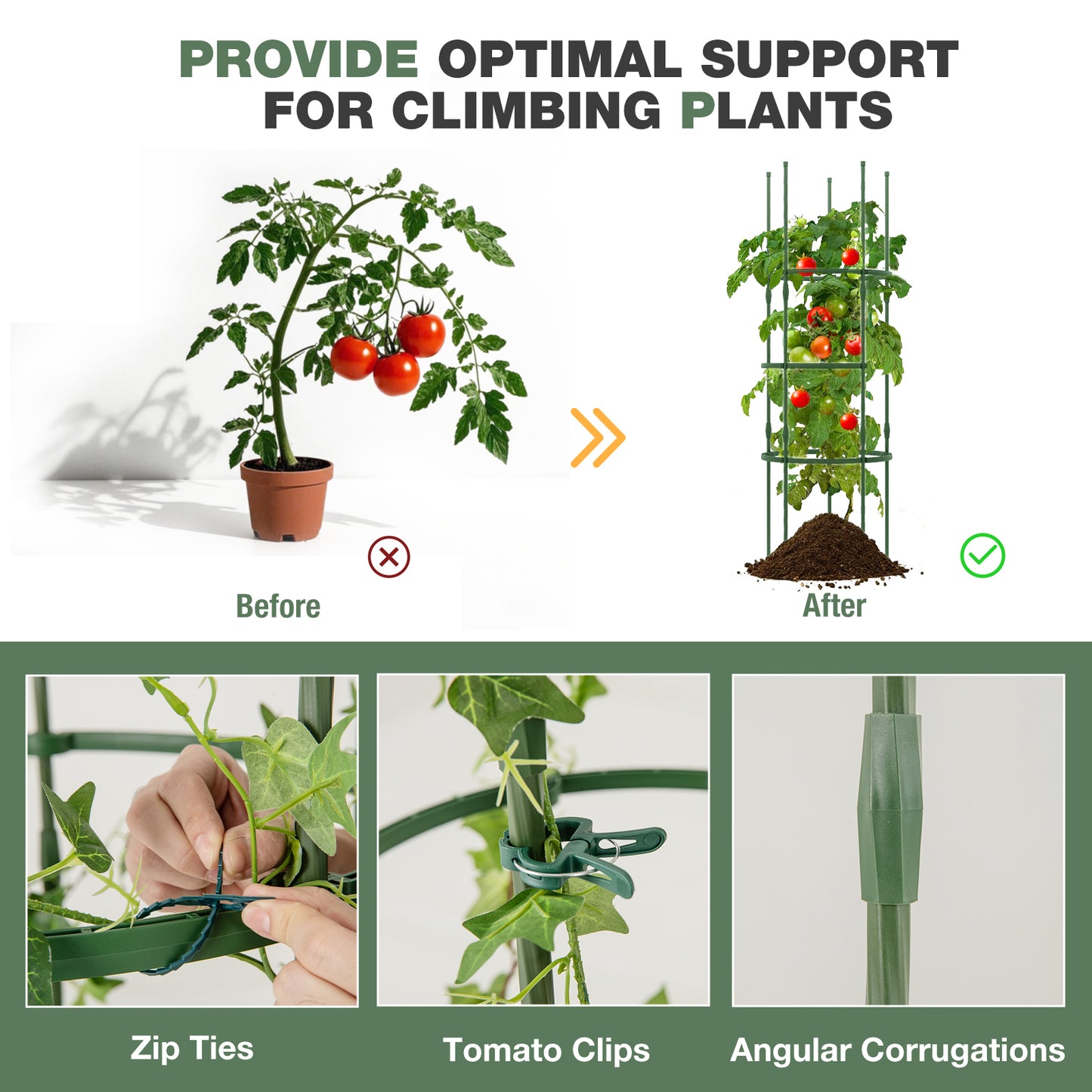 3 Pack 60 inch Adjustable Tall Plant Support Trellis for Climbing Plants Kids Crystal