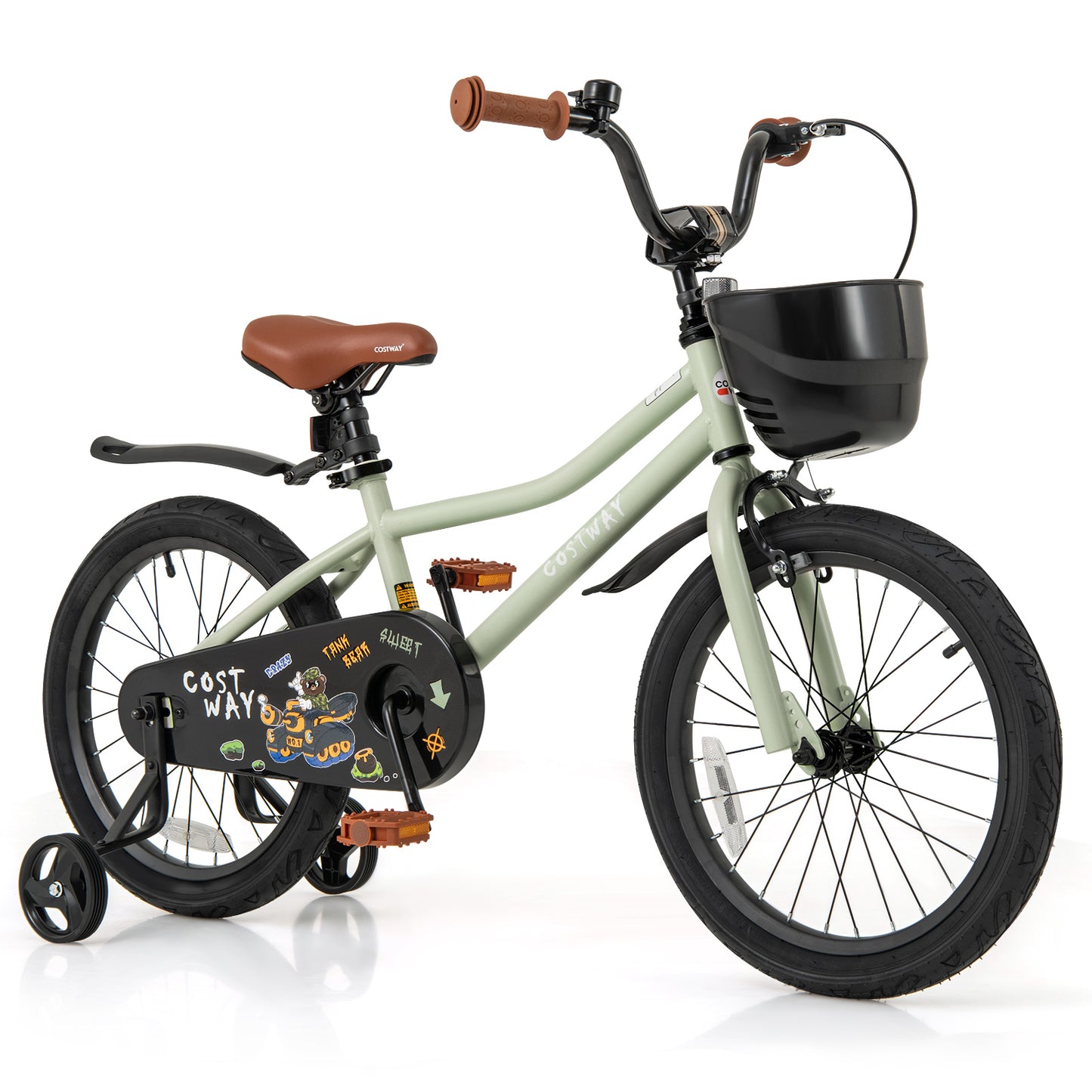 18-Inch Kids Bike Adjustable with Training Wheels for 4-8 Years Old Kids Crystal