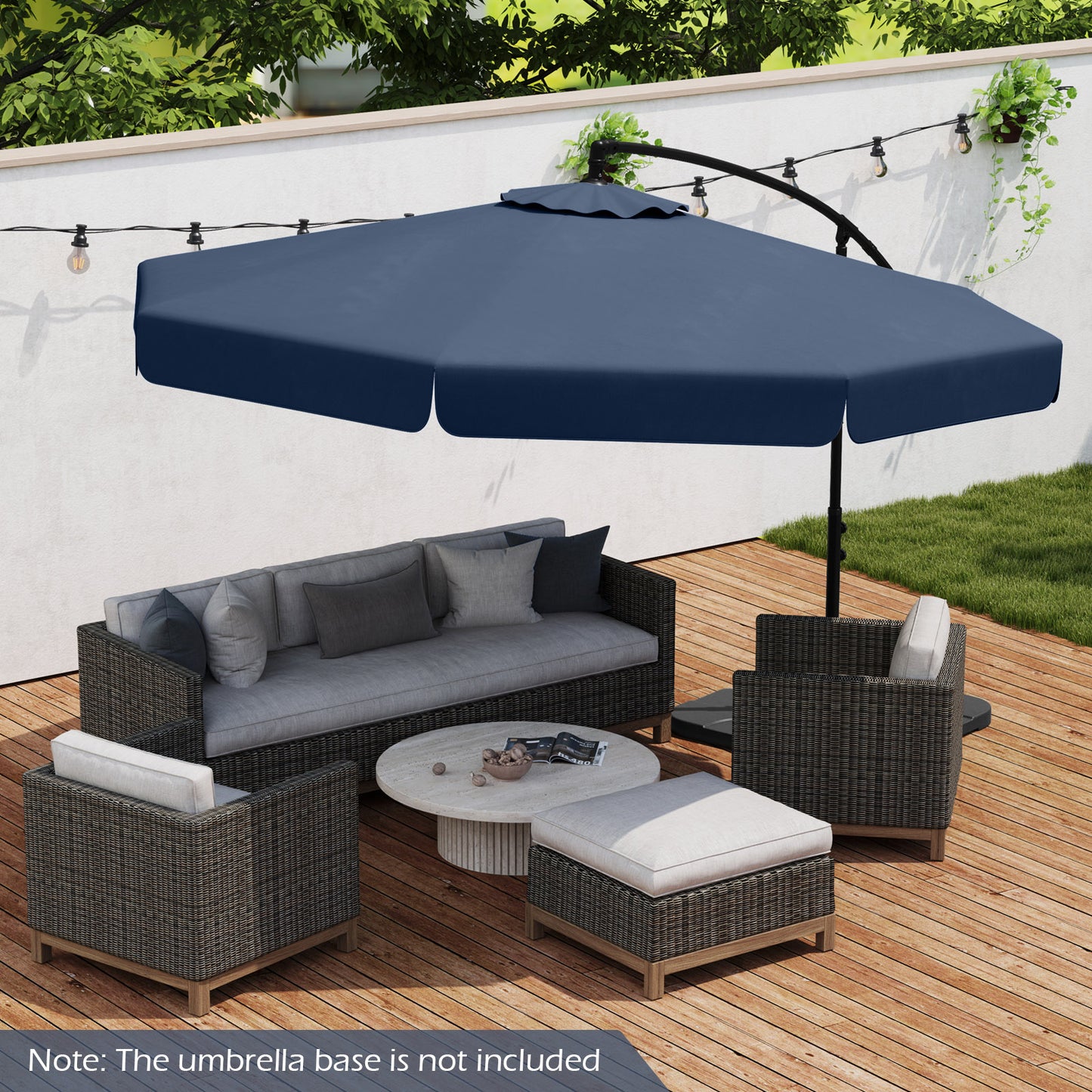 10 Feet Patio Cantilever Umbrella with Cover Tilt Adjustment and Ruffled Edge-Navy Kids Crystal