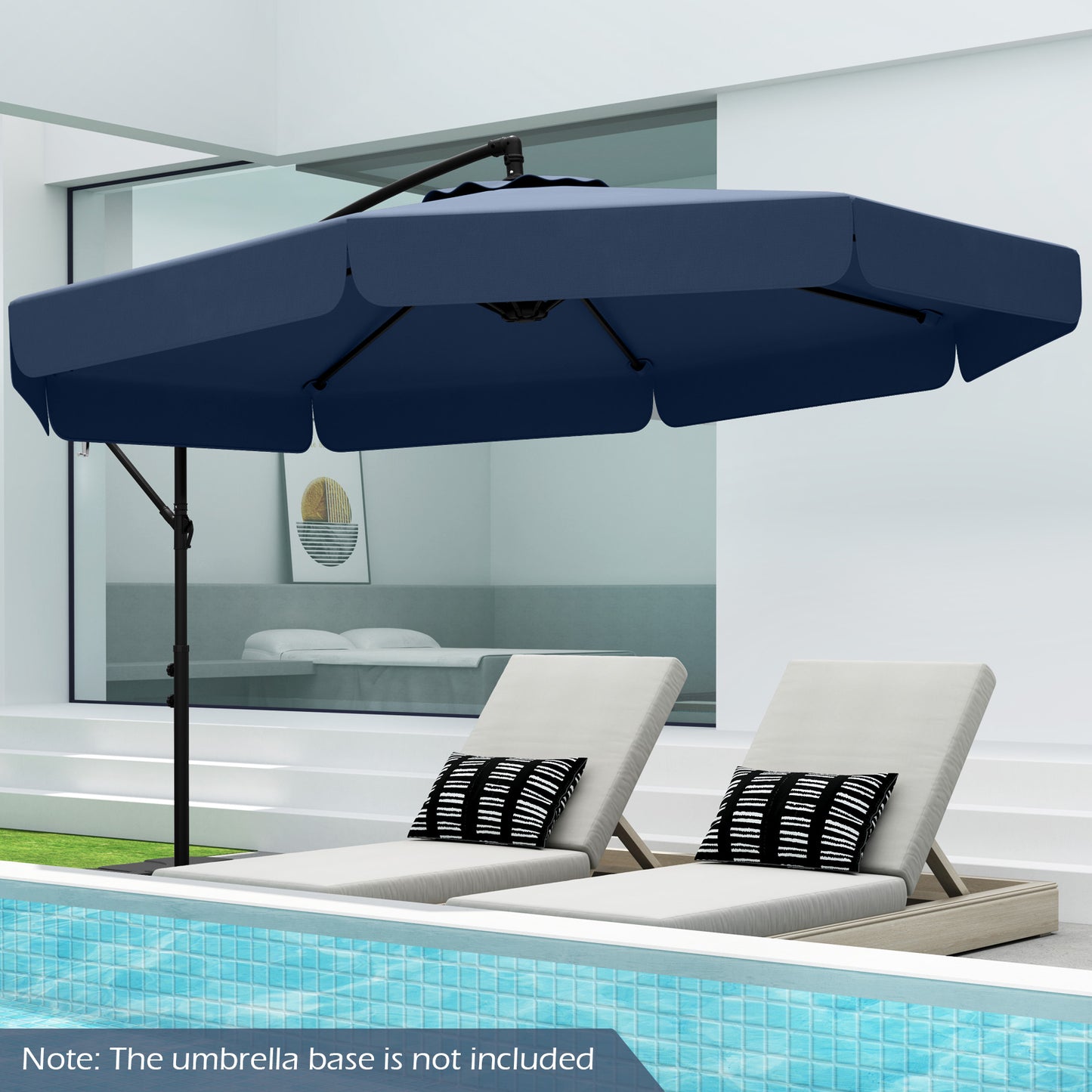 10 Feet Patio Cantilever Umbrella with Cover Tilt Adjustment and Ruffled Edge-Navy Kids Crystal