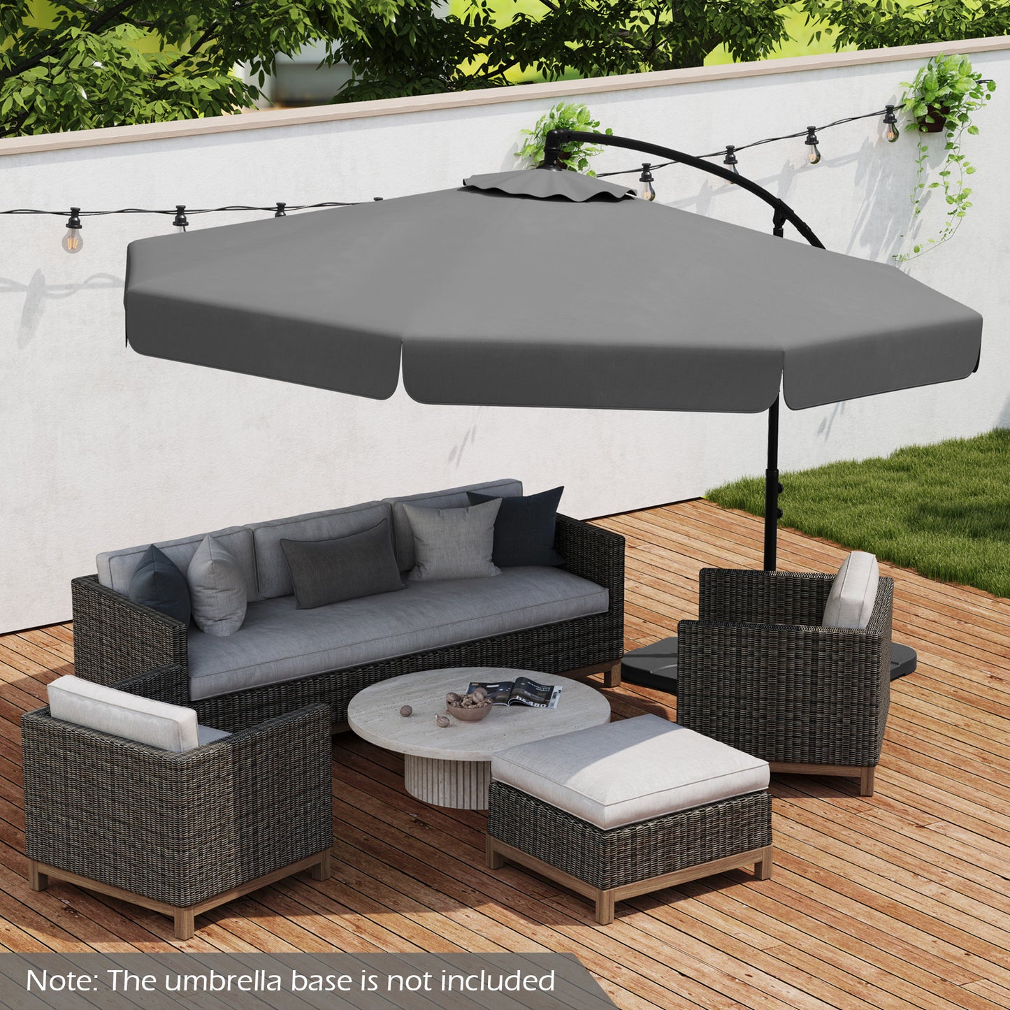 10 Feet Patio Cantilever Umbrella with Cover Tilt Adjustment and Ruffled Edge-Gray Kids Crystal