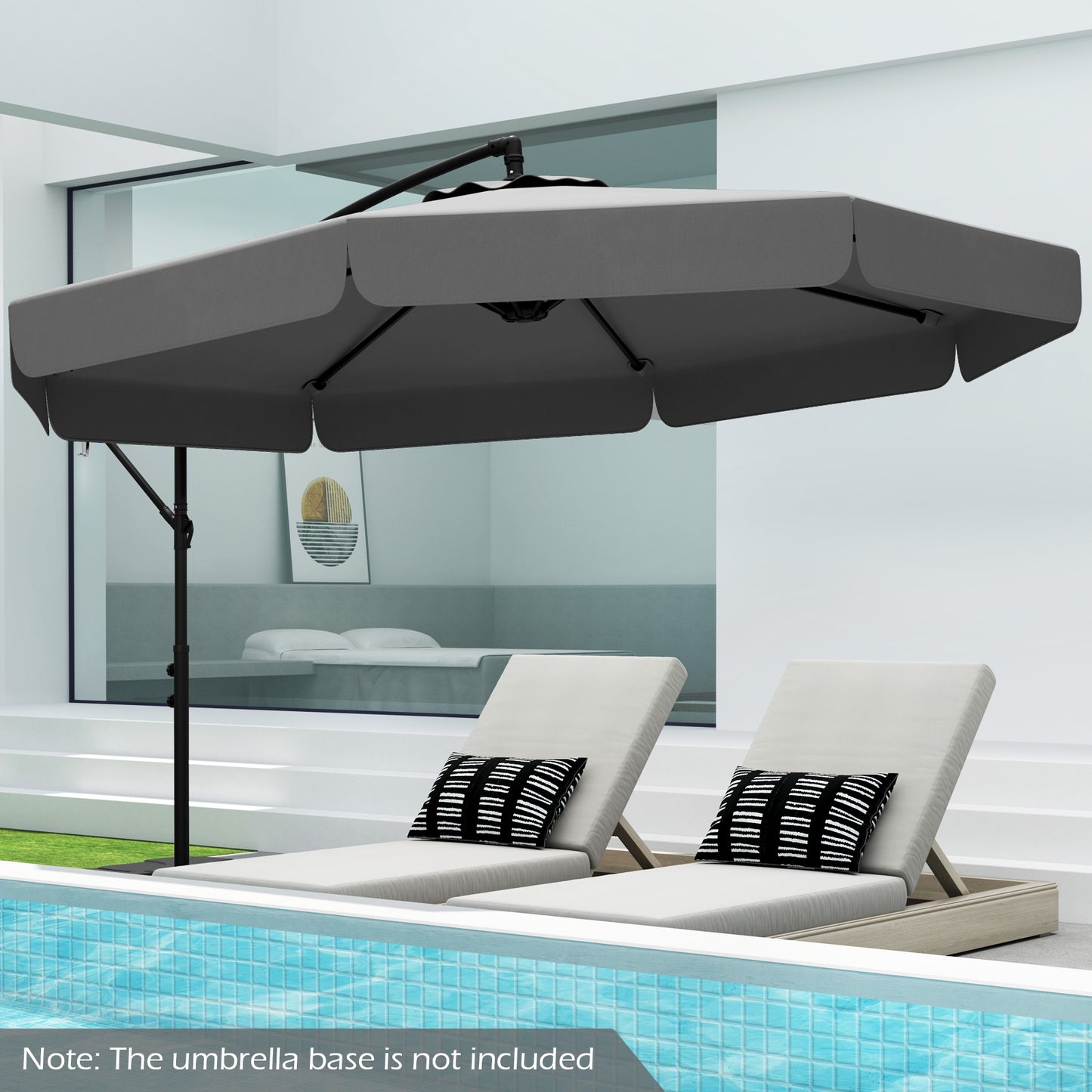 10 Feet Patio Cantilever Umbrella with Cover Tilt Adjustment and Ruffled Edge-Gray Kids Crystal