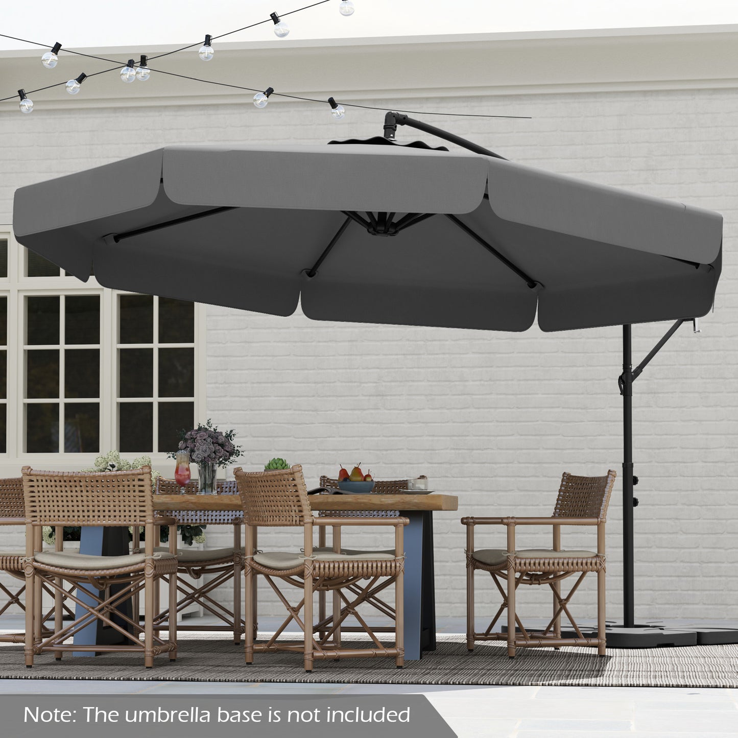 10 Feet Patio Cantilever Umbrella with Cover Tilt Adjustment and Ruffled Edge-Gray Kids Crystal
