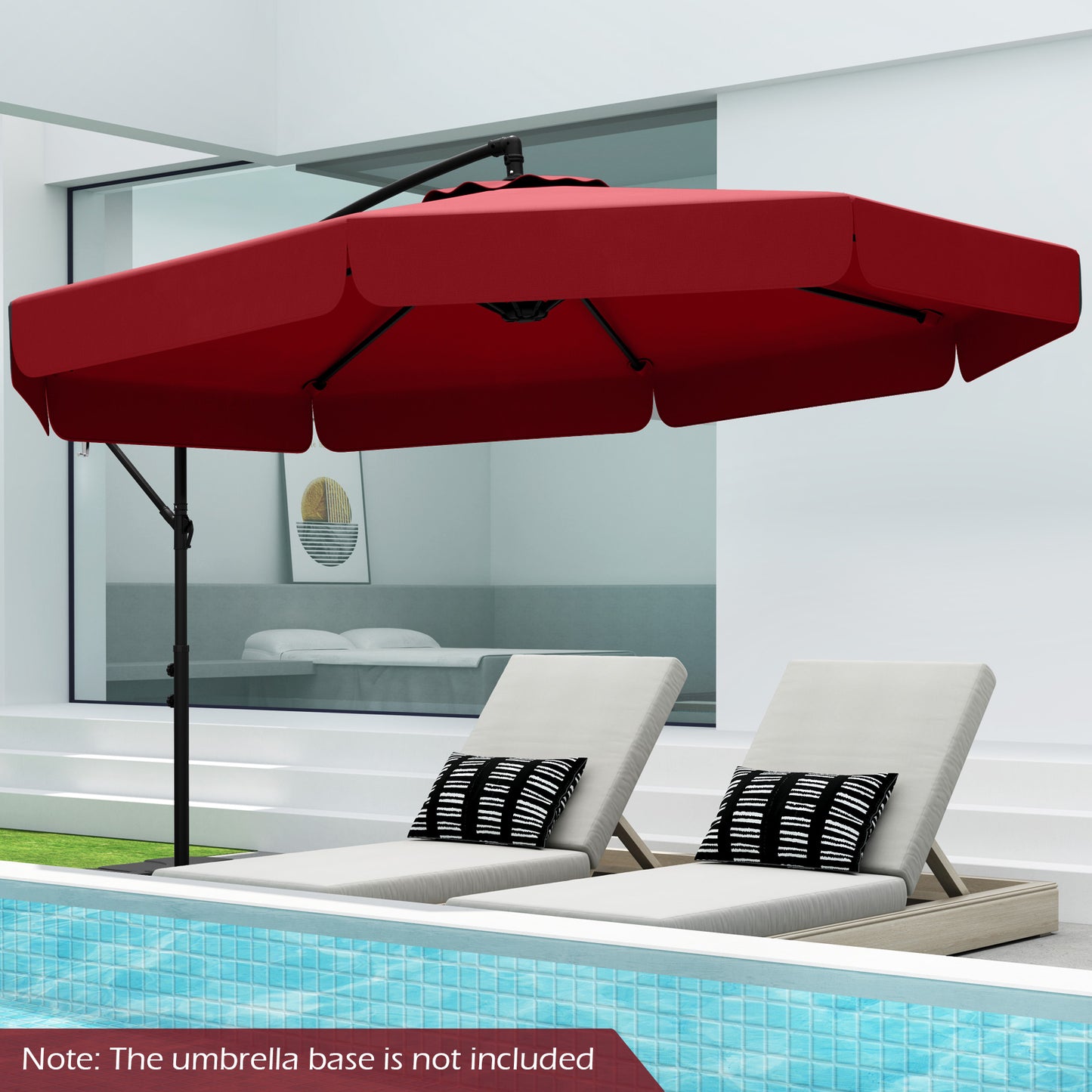 10 Feet Patio Cantilever Umbrella with Cover Tilt Adjustment and Ruffled Edge-Wine Kids Crystal