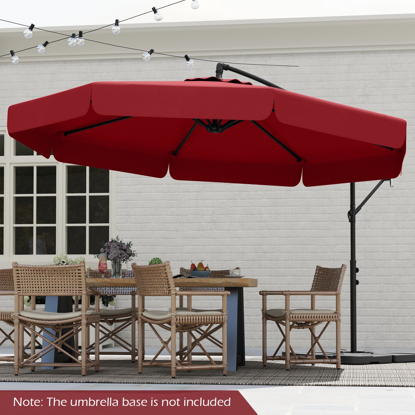 10 Feet Patio Cantilever Umbrella with Cover Tilt Adjustment and Ruffled Edge-Wine Kids Crystal