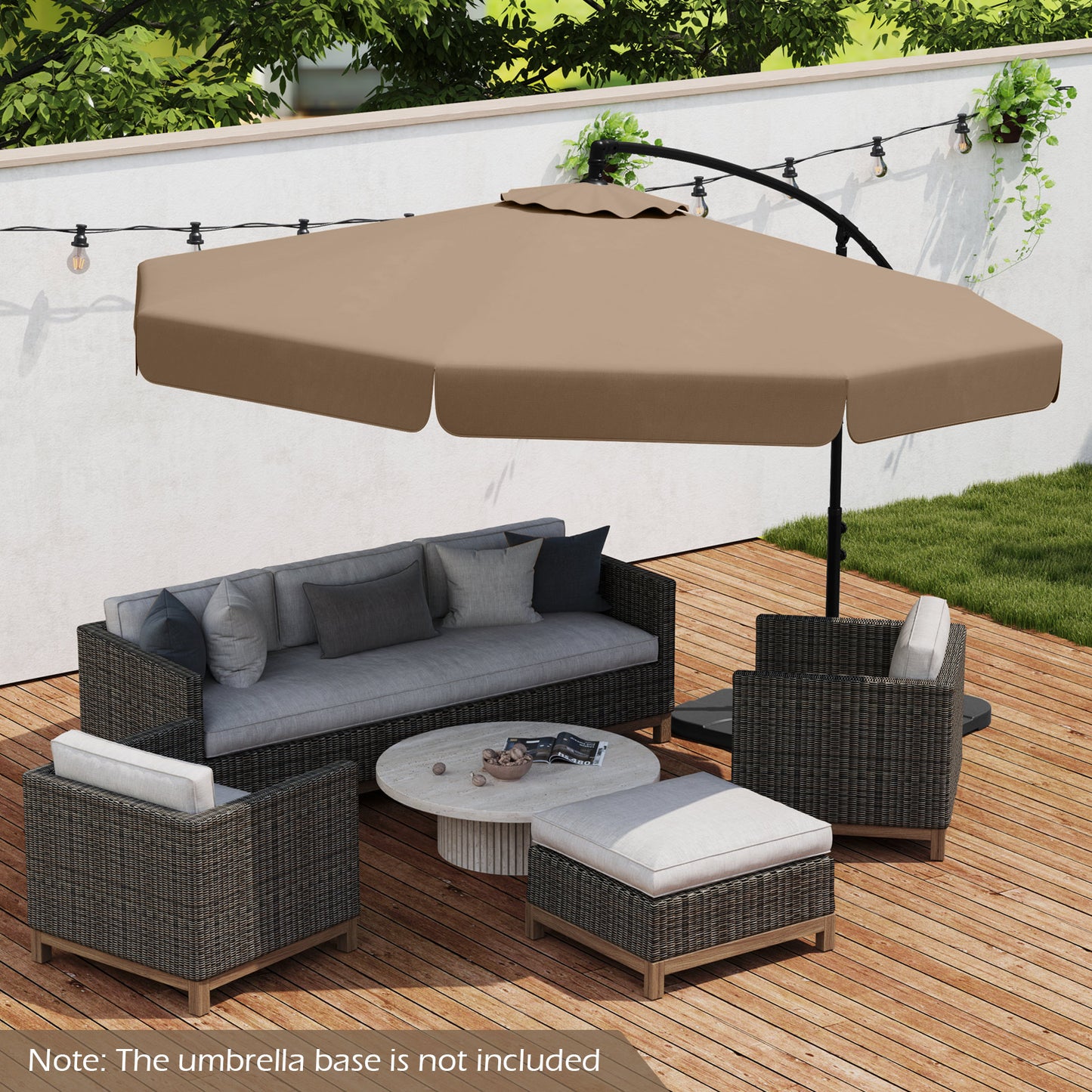 10 Feet Patio Cantilever Umbrella with Cover Tilt Adjustment and Ruffled Edge-Taupe Kids Crystal