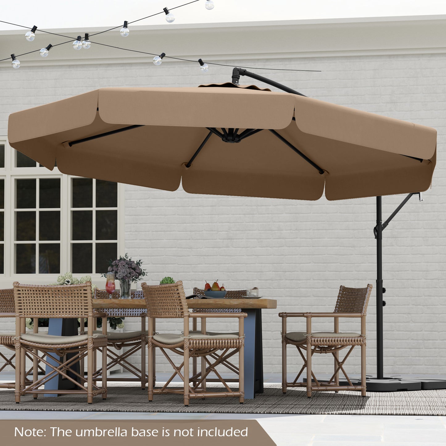 10 Feet Patio Cantilever Umbrella with Cover Tilt Adjustment and Ruffled Edge-Taupe Kids Crystal