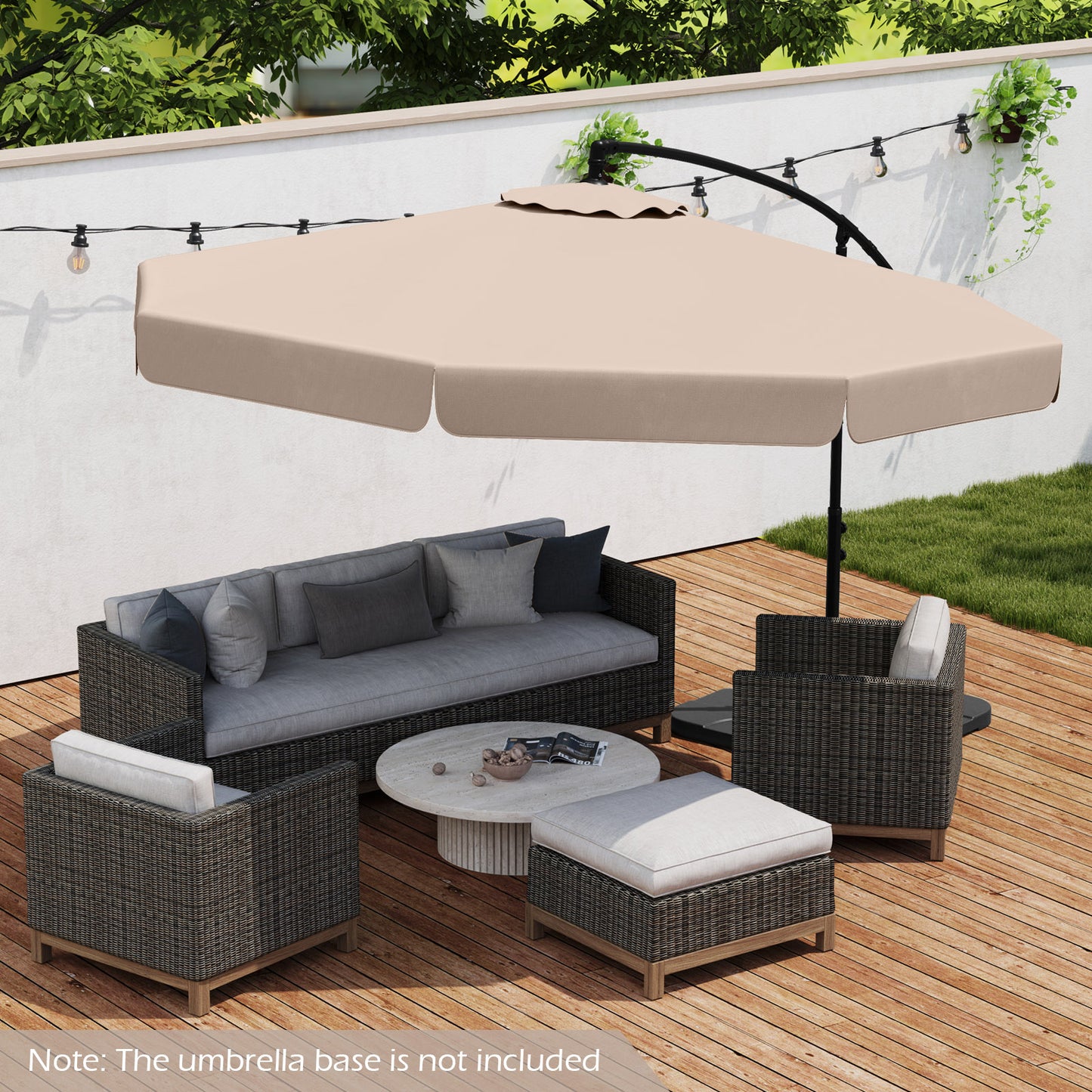 10 Feet Patio Cantilever Umbrella with Cover Tilt Adjustment and Ruffled Edge-Beige Kids Crystal