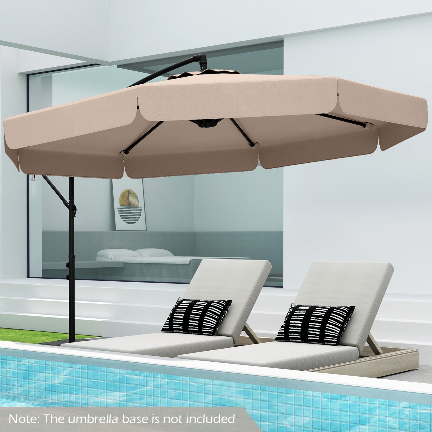 10 Feet Patio Cantilever Umbrella with Cover Tilt Adjustment and Ruffled Edge-Beige Kids Crystal