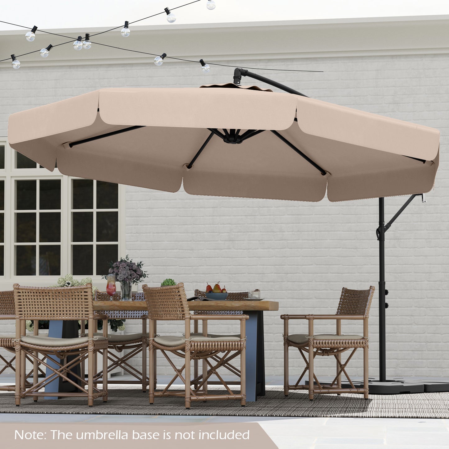10 Feet Patio Cantilever Umbrella with Cover Tilt Adjustment and Ruffled Edge-Beige Kids Crystal