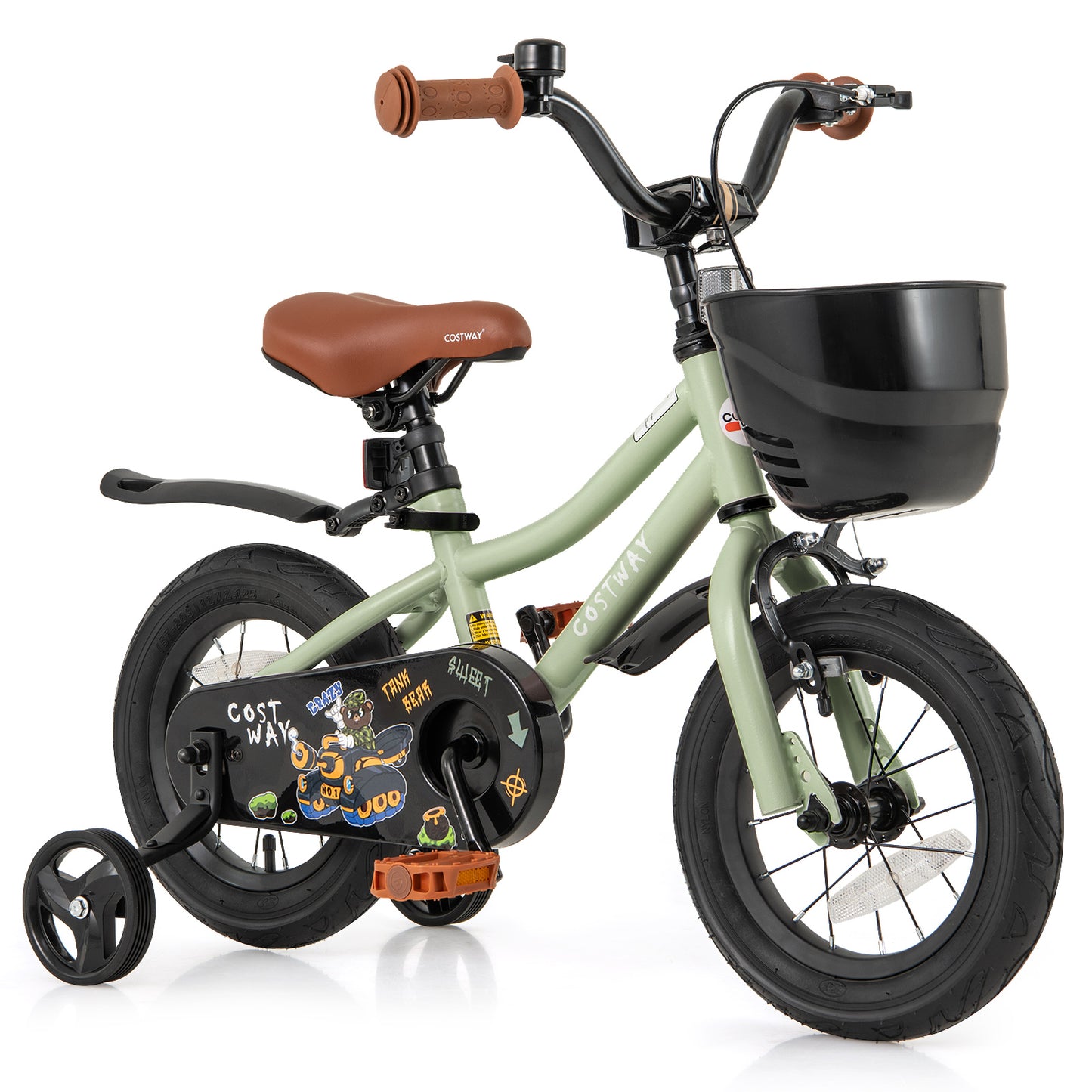 12-Inch Kids Bike Adjustable with Training Wheels for 3-4 Years Old Kids Crystal