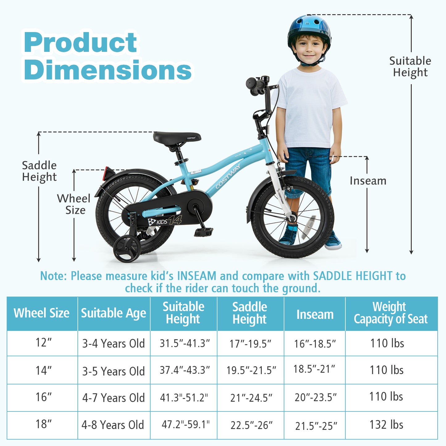 14-Inch Kids Bike for 3-5 Years Old Children Bicycle with Training Wheels Kids Crystal