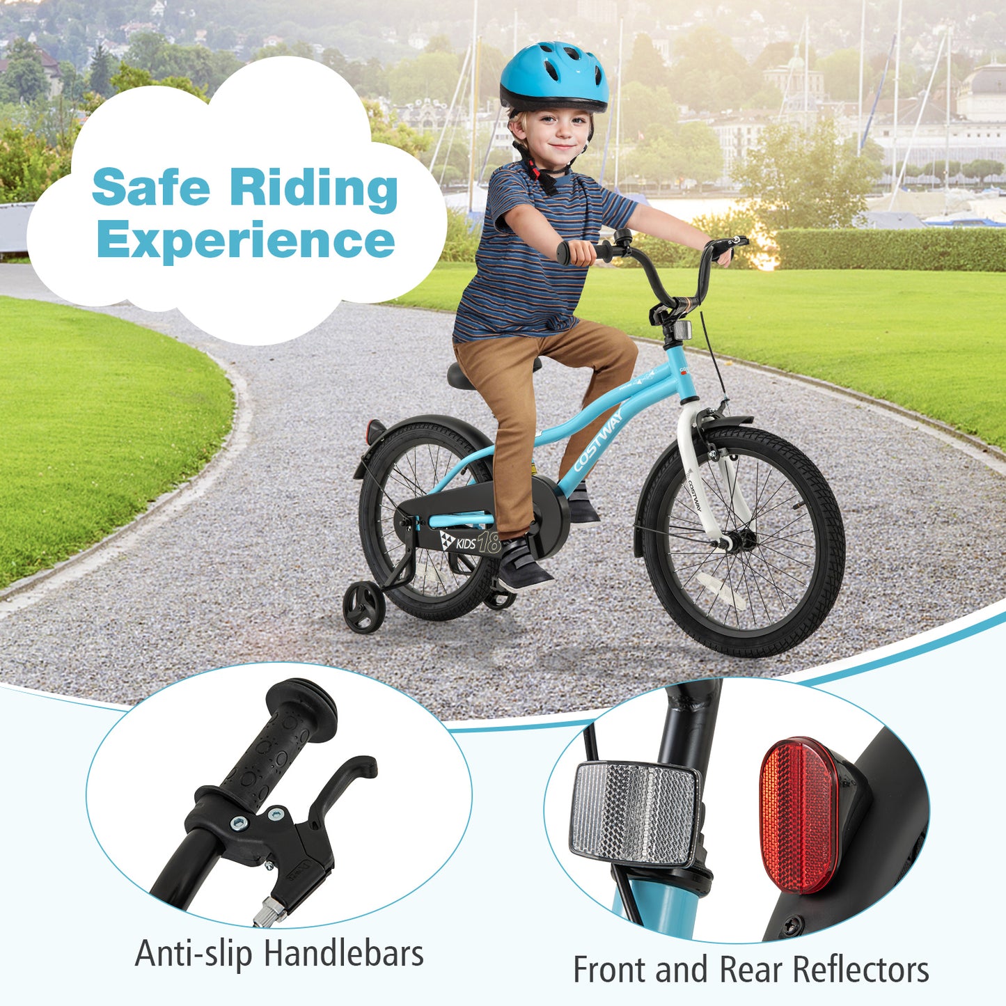 18-Inch Kids Bike for 4-8 Years Old Children Bicycle with Training Wheels Kids Crystal