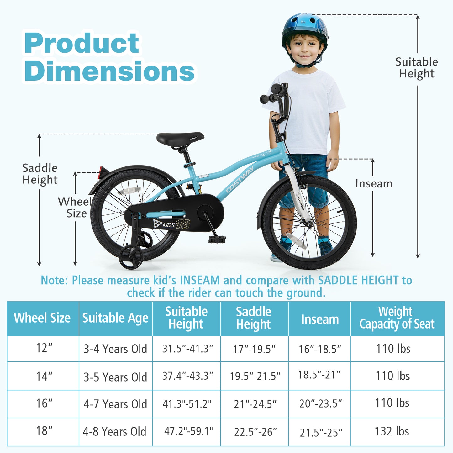 18-Inch Kids Bike for 4-8 Years Old Children Bicycle with Training Wheels Kids Crystal