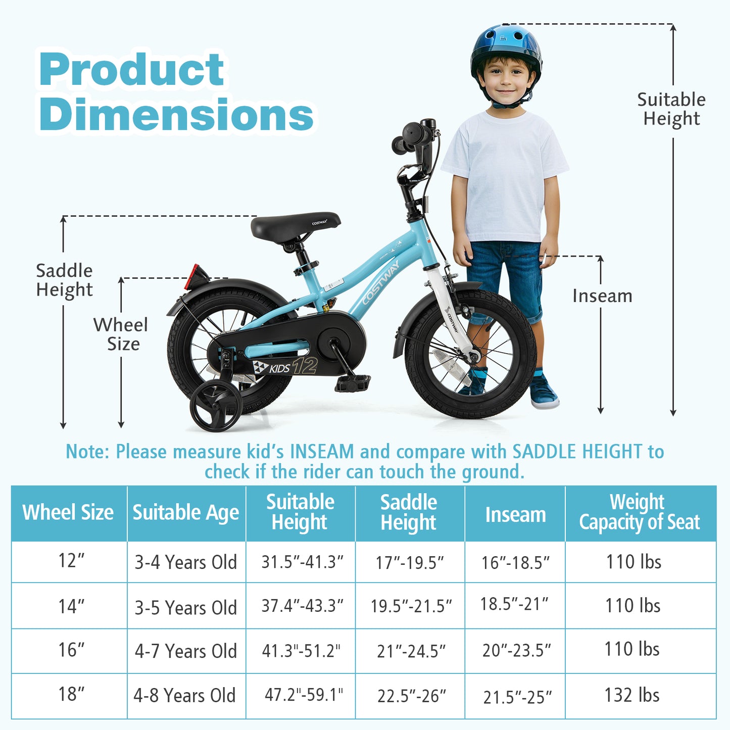 12-Inch Kids Bike for 3-4 Years Old Children Bicycle with Training Wheels Kids Crystal