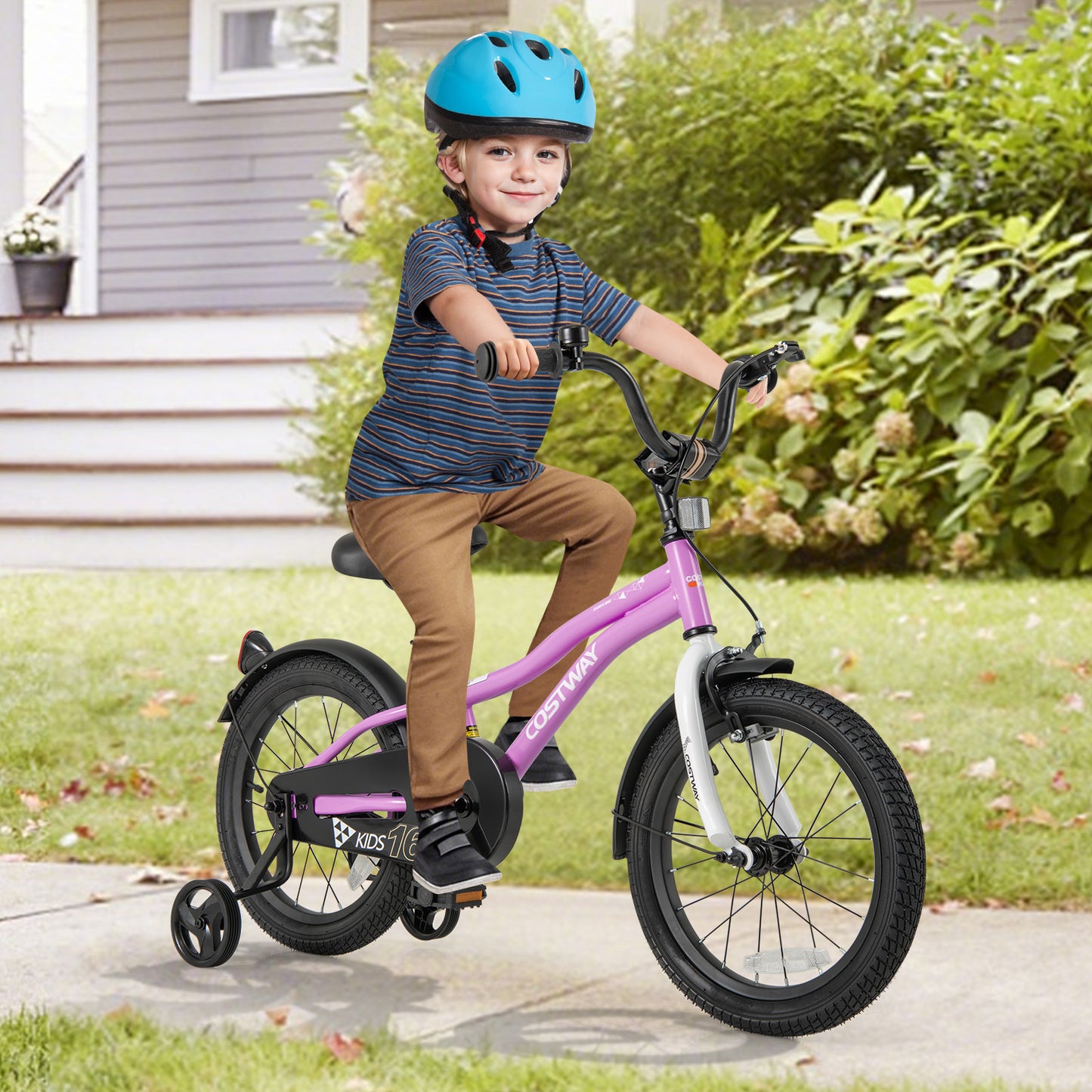 Kids Bike 16-Inch Children Training Bicycle with 2 Brake for 4-7 Years Old Kids Crystal