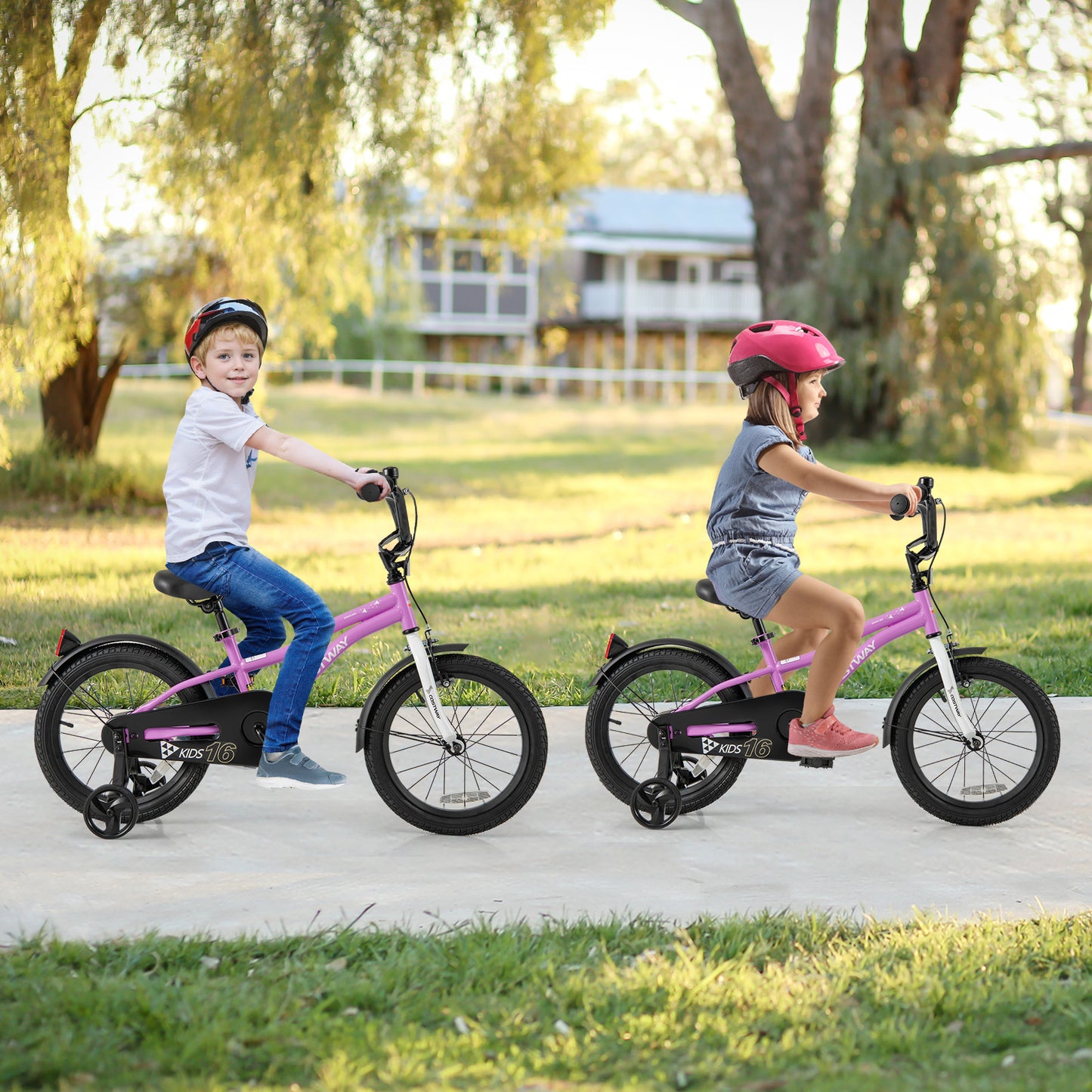 Kids Bike 16-Inch Children Training Bicycle with 2 Brake for 4-7 Years Old Kids Crystal