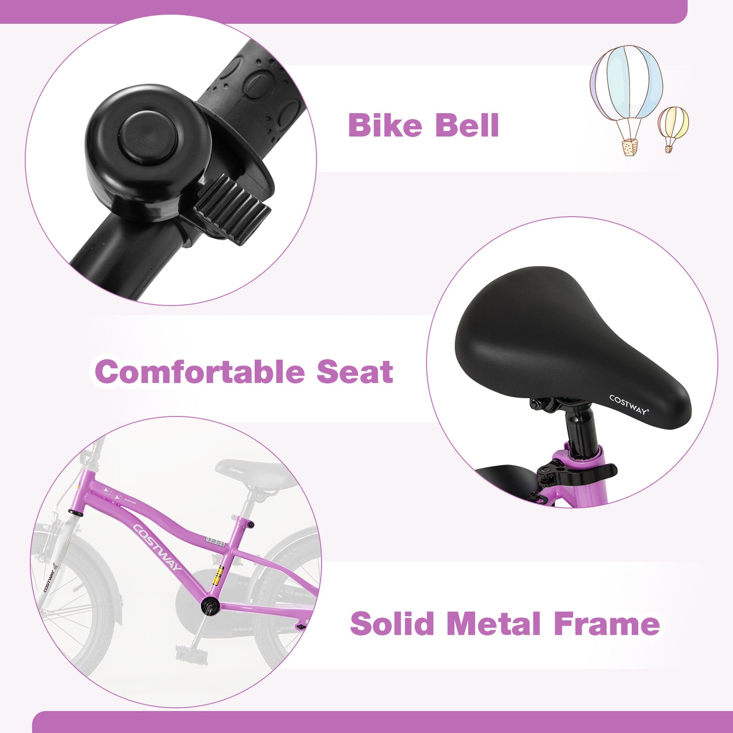 Kids Bike 16-Inch Children Training Bicycle with 2 Brake for 4-7 Years Old Kids Crystal