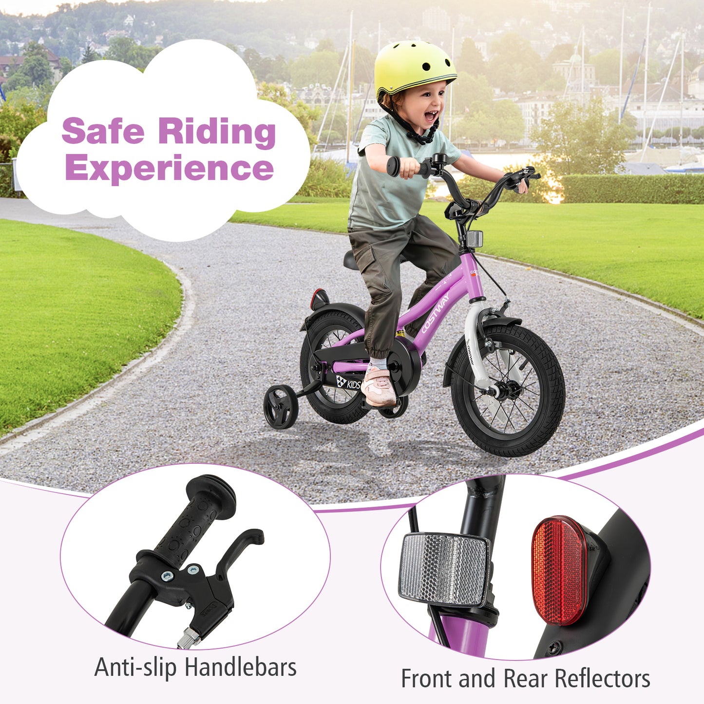 Kids Bike 12-Inch Children Training Bicycle with 2 Brake for 3-4 Years Old Kids Crystal