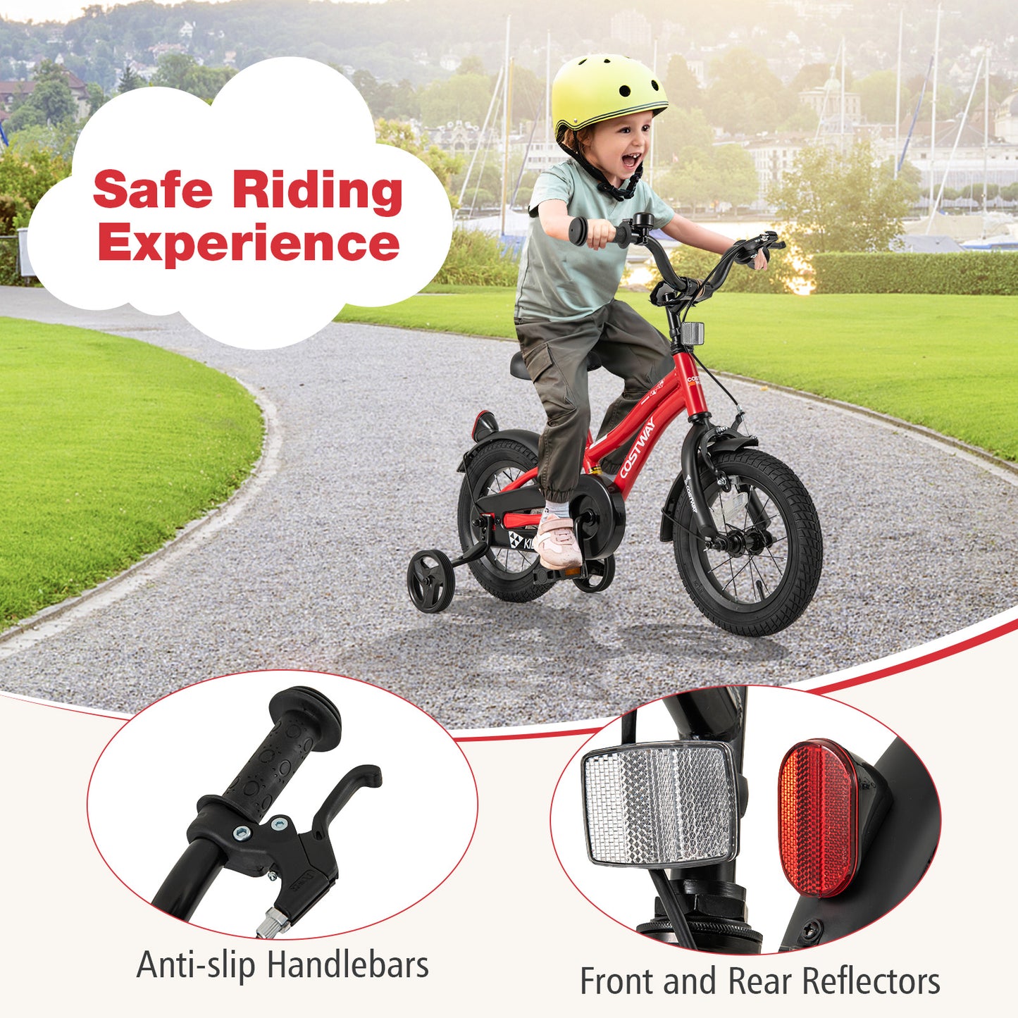 12 Inch Kids Bike Adjustable Bicycle with Reflectors and Bell for 3-4 Years Old Kids Crystal