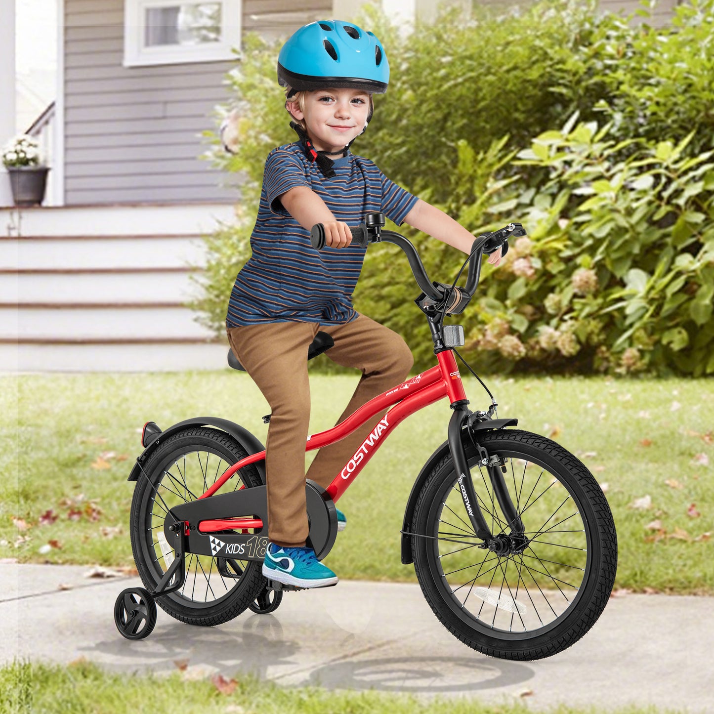 18 Inch Kids Bike Adjustable Bicycle with Reflectors and Bell for 4-8 Years Old Kids Crystal