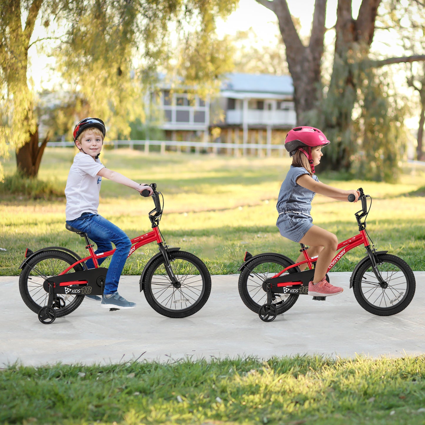 18 Inch Kids Bike Adjustable Bicycle with Reflectors and Bell for 4-8 Years Old Kids Crystal