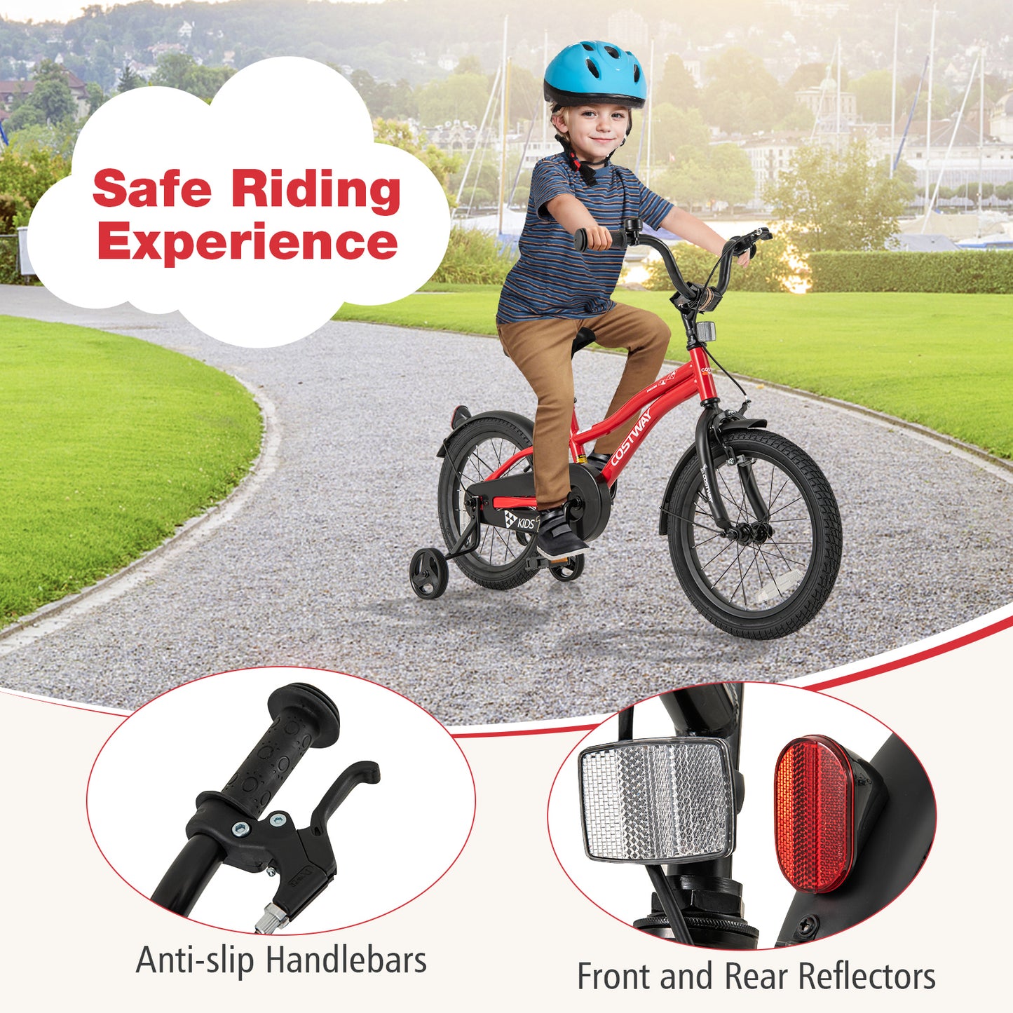 16 Inch Kids Bike Adjustable Bicycle with Reflectors and Bell for 4-7 Years Old Kids Crystal