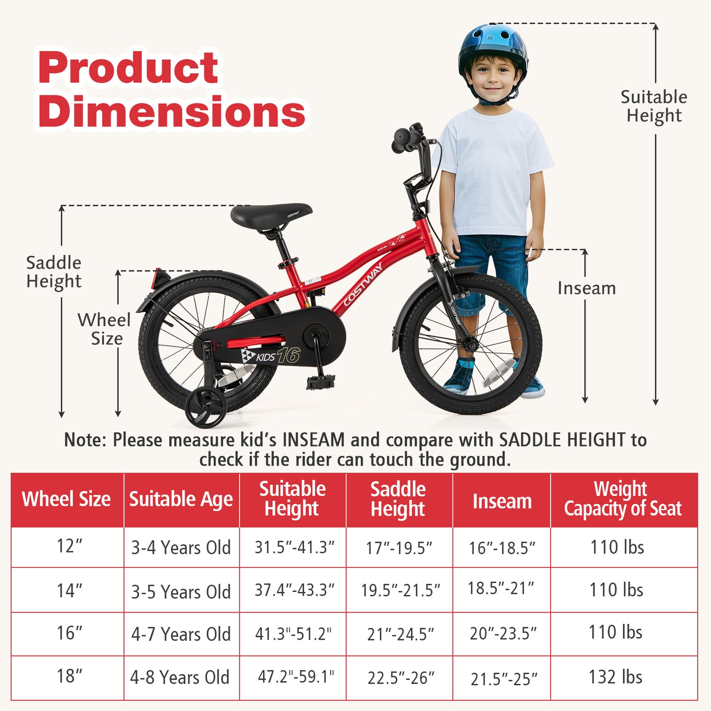 16 Inch Kids Bike Adjustable Bicycle with Reflectors and Bell for 4-7 Years Old Kids Crystal