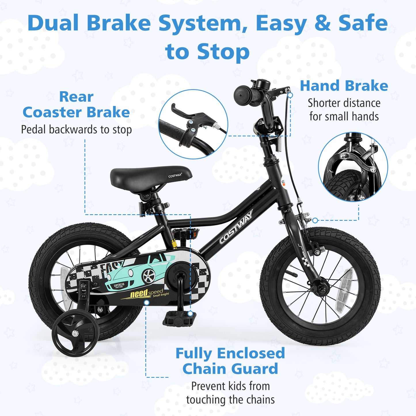 12 Inch Kids Bike Adjustable for 3-4 Years Old with Low-Step Frame Kids Crystal
