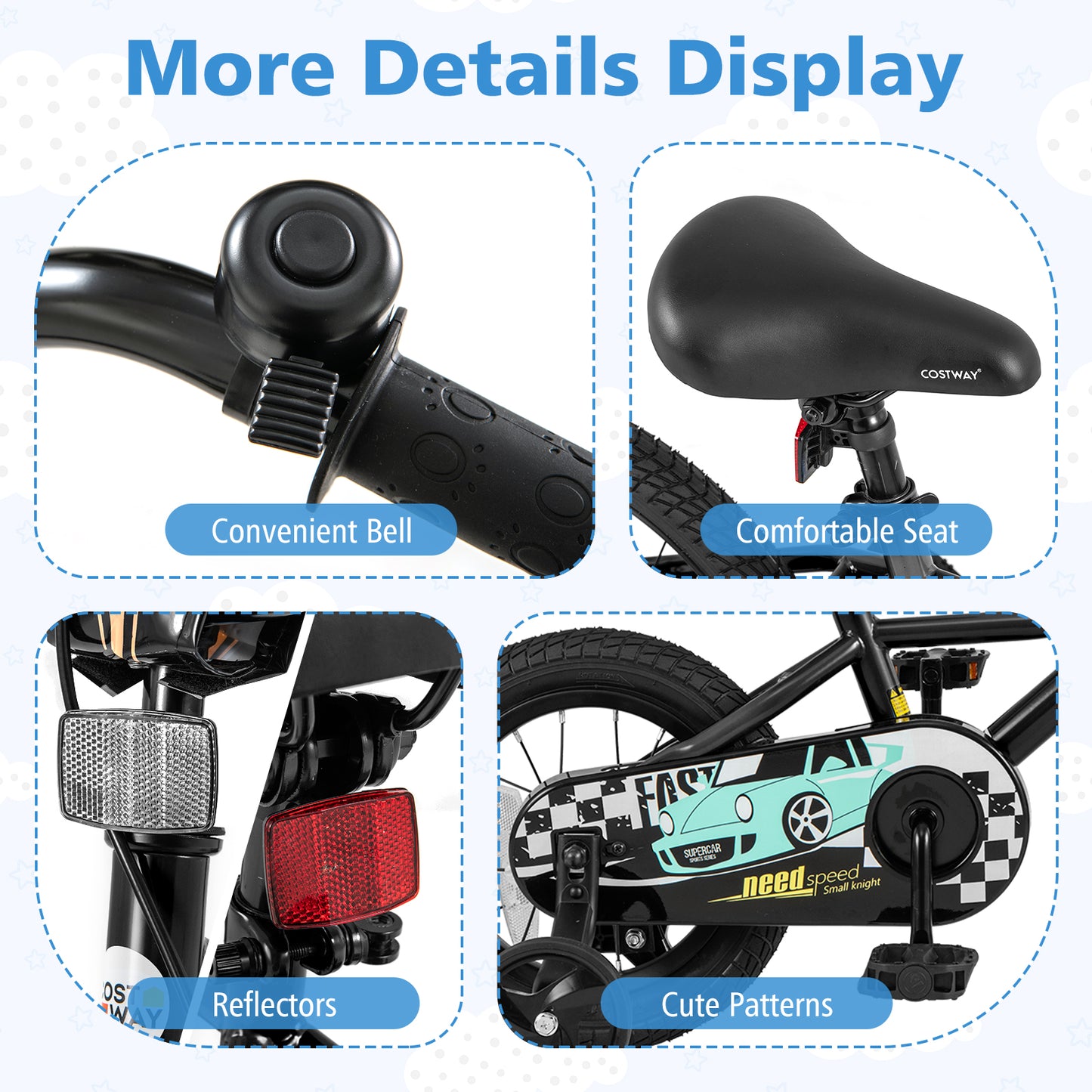 12 Inch Kids Bike Adjustable for 3-4 Years Old with Low-Step Frame Kids Crystal