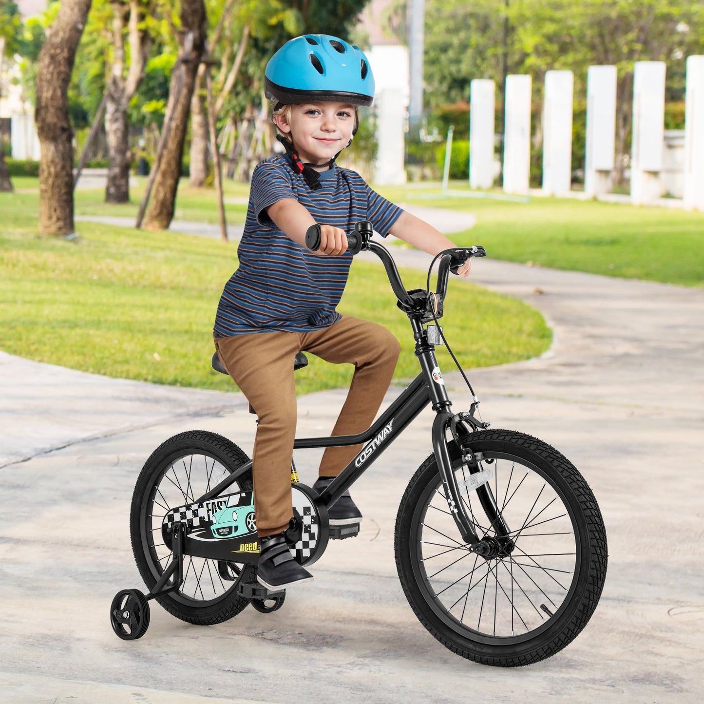 18 Inch Kids Bike Adjustable for 4-8 Years Old with Low-Step Frame Kids Crystal