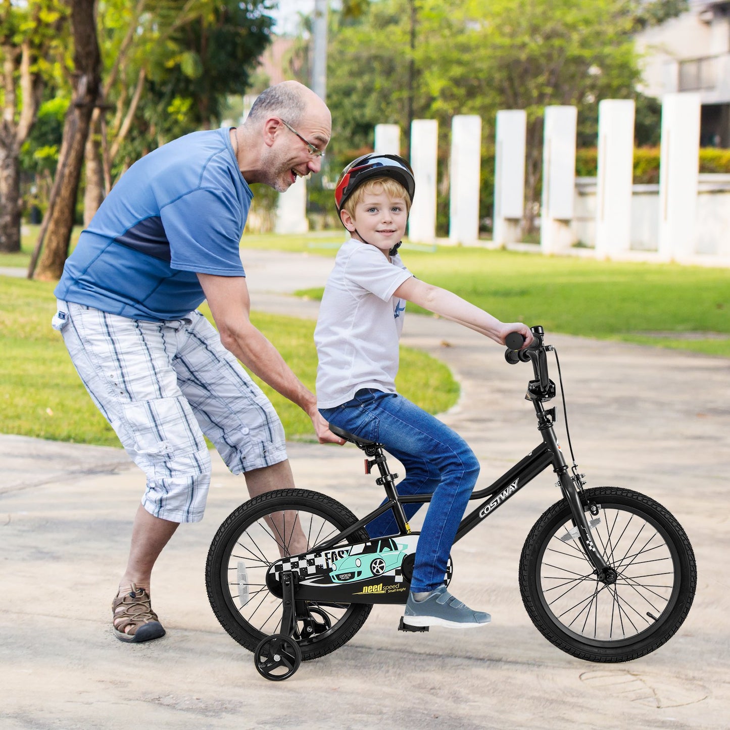 18 Inch Kids Bike Adjustable for 4-8 Years Old with Low-Step Frame Kids Crystal