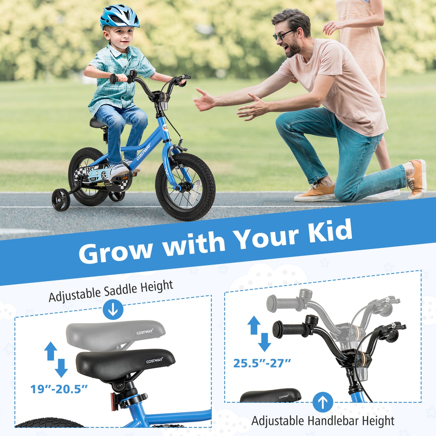 12 Inch Kids Bike with Removable Training Wheels for Aged 3-4 Years Old Kids Crystal