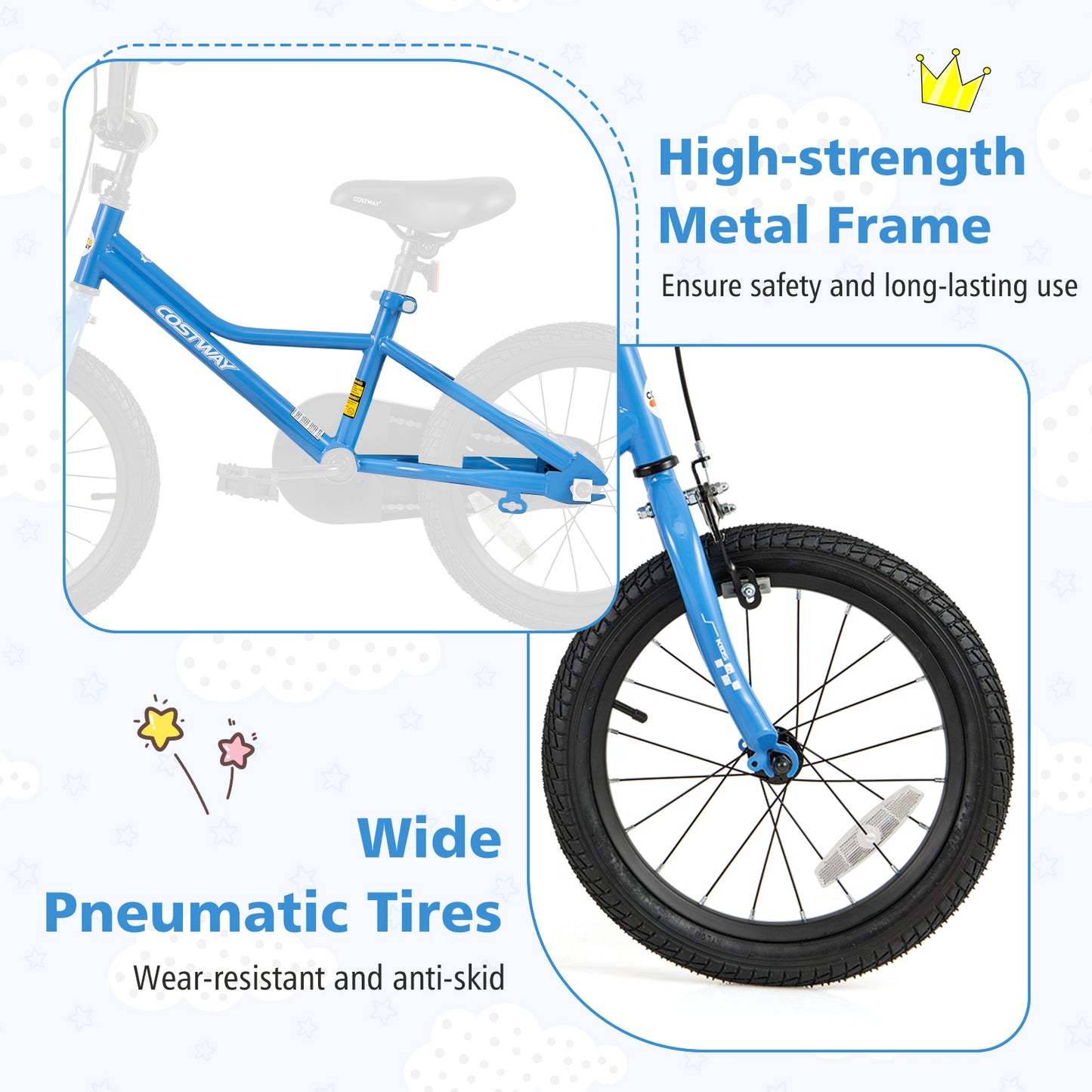 16 Inch Kids Bike with Removable Training Wheels for Aged 4-7 Years Old Kids Crystal
