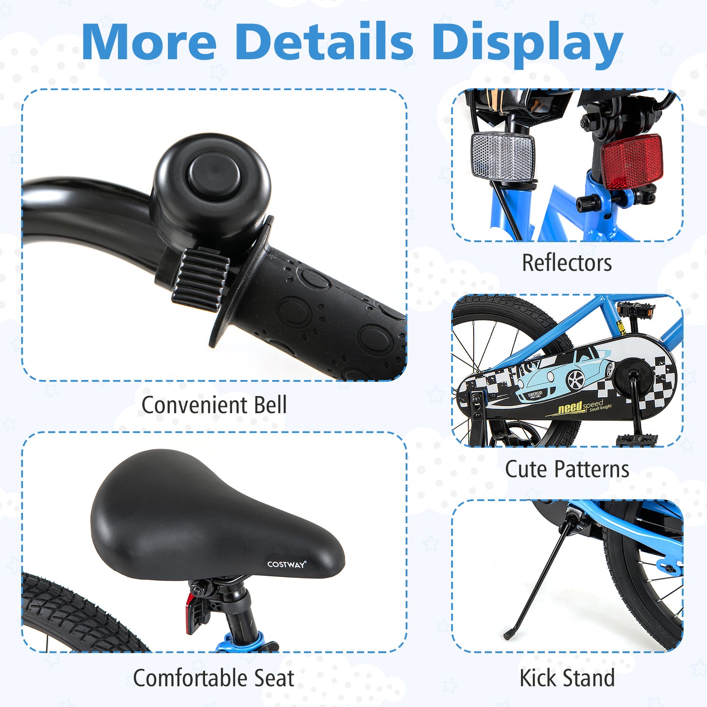 18 Inch Kids Bike with Removable Training Wheels for Aged 4-8 Years Old Kids Crystal