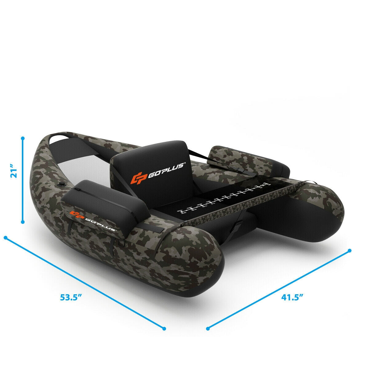 Inflatable Fishing Float Tube with Pump Storage Pockets and Fish Ruler-Camouflage Kids Crystal