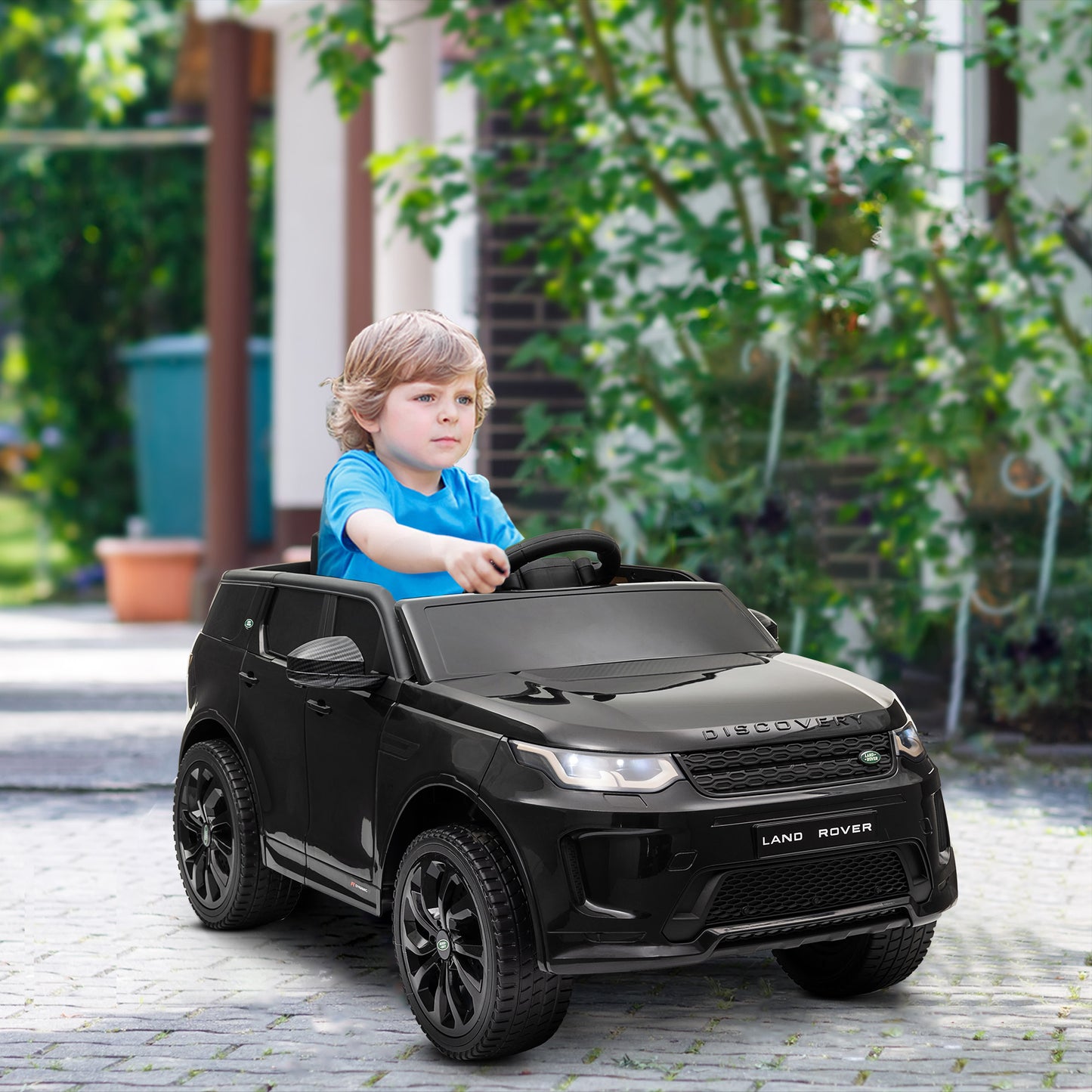 Land Rover Discovery Sport Licensed 12V Ride on Car w/ Remote, Soft Start, LED Lights, Music Horn, Black Kids Crystal