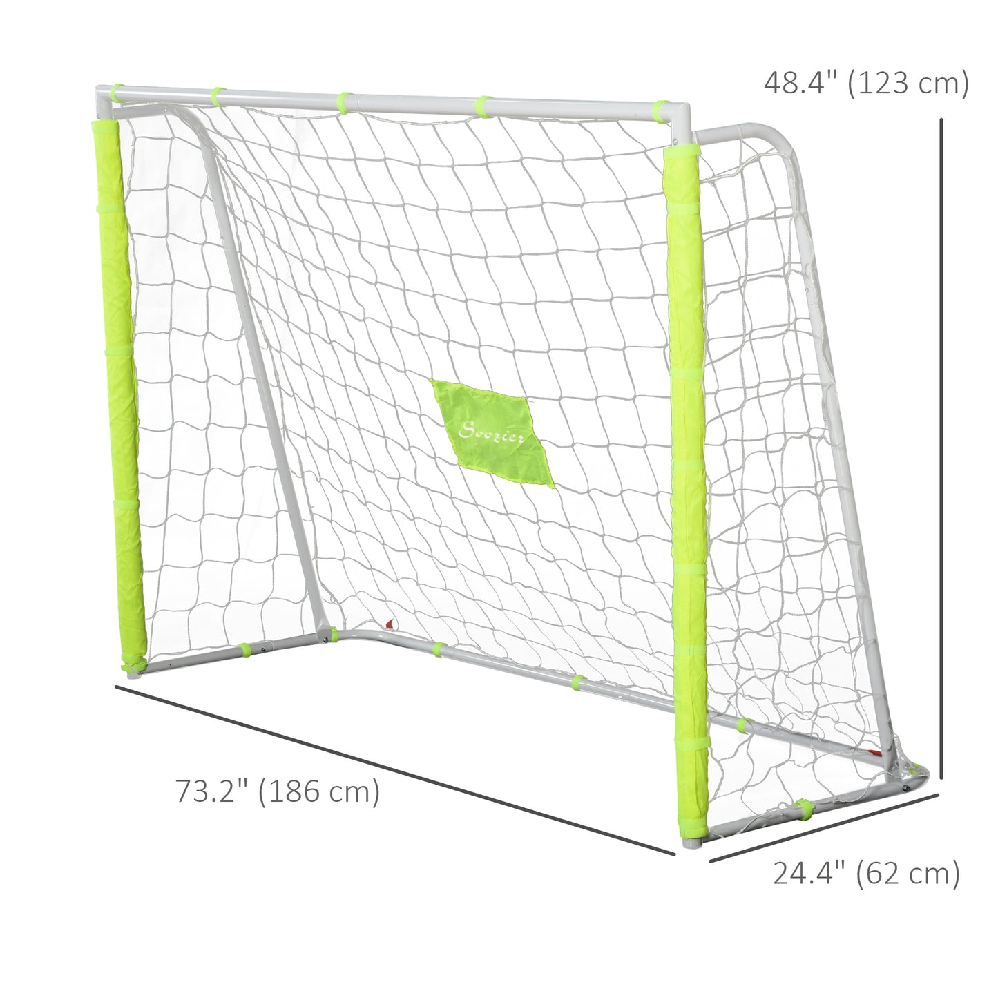 6ft x 4ft Soccer Goal Net with Metal Frame, PE Mesh, Ground Stakes, Easy Assembly, Yellow Kids Crystal