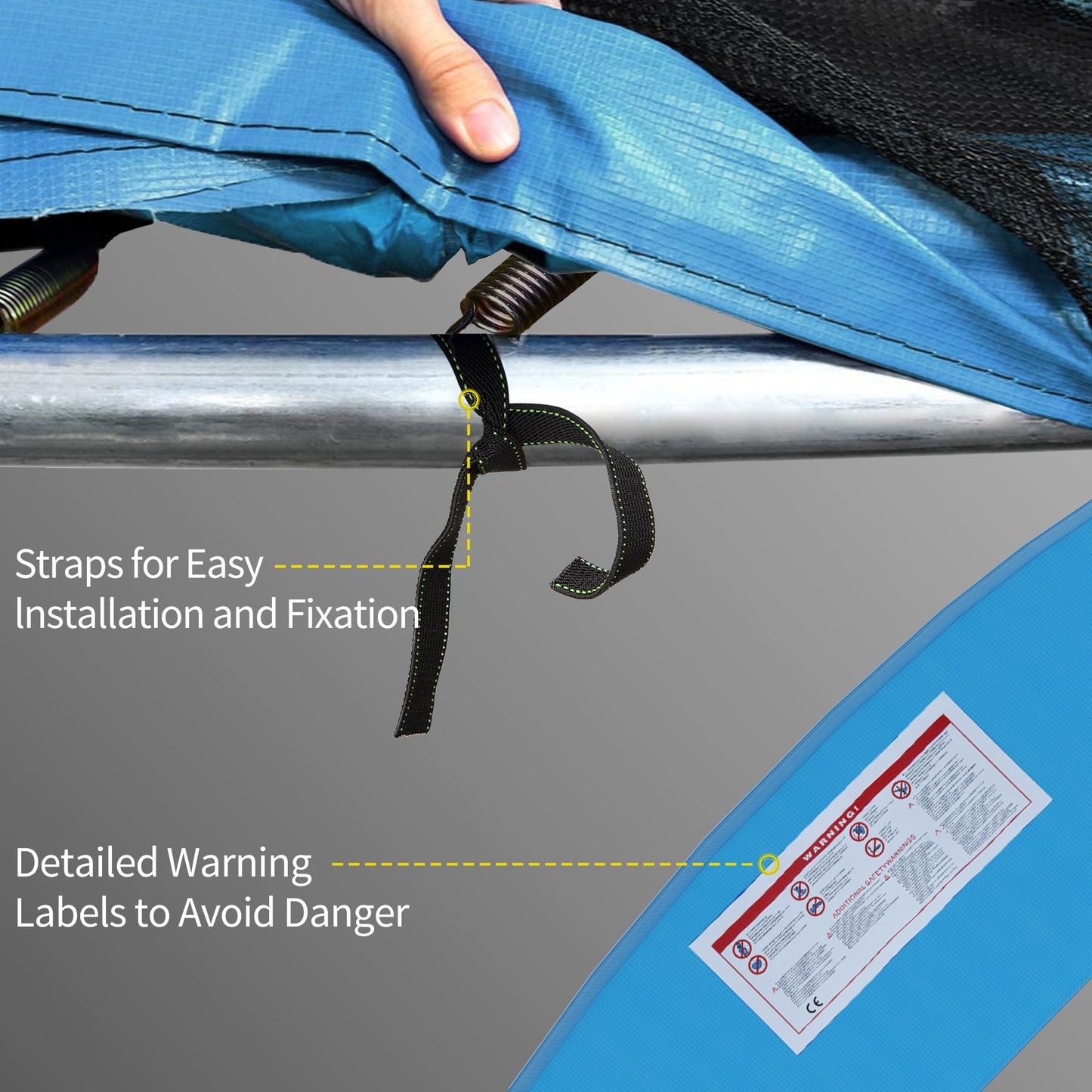 14ft Trampoline Safety Pad Replacement Bounce Mat Cover Jump Exercise Fitness Accessory Light Blue Kids Crystal