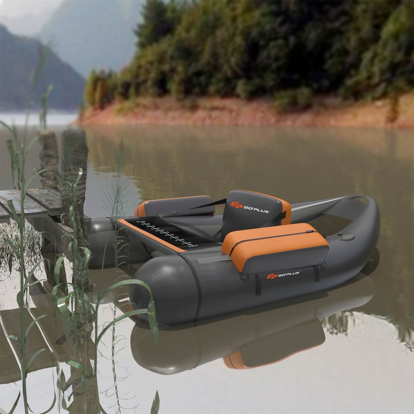 Inflatable Fishing Float Tube with Pump Storage Pockets and Fish Ruler-Gray Kids Crystal