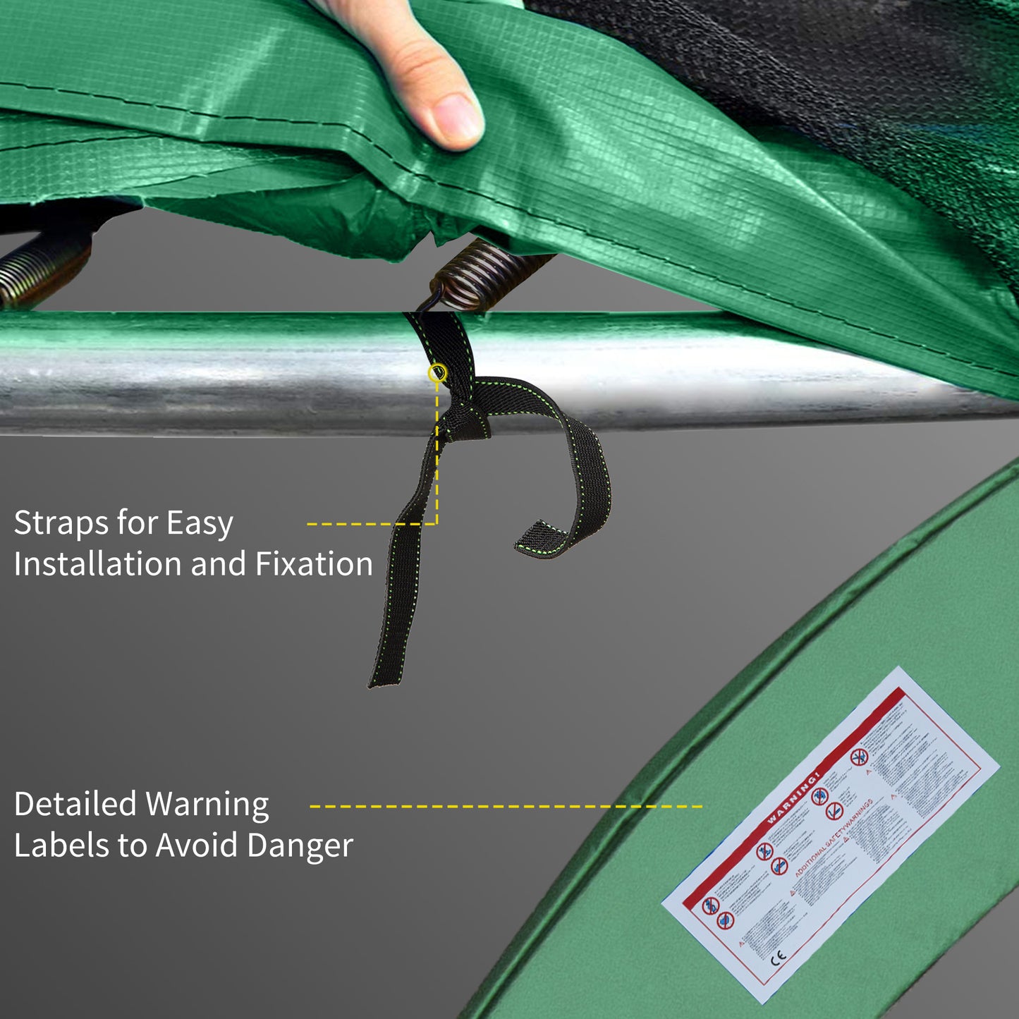 Φ10ft Trampoline Safety Pad Replacement Waterproof Spring Cover Green Kids Crystal