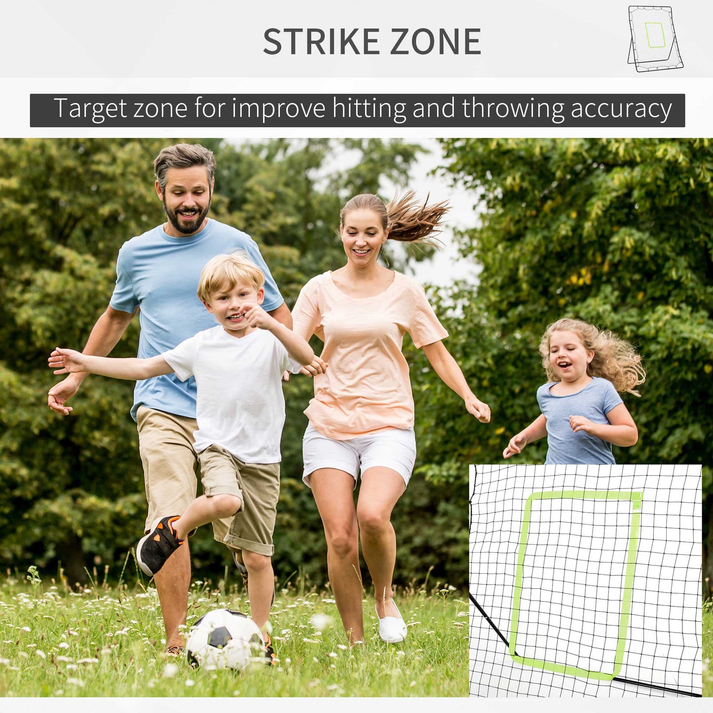 4 x 5.7ft Volleyball Rebounder Net with Strike Zone, Adjustable Baseball Lacrosse Training Net for Pitching and Fielding Kids Crystal