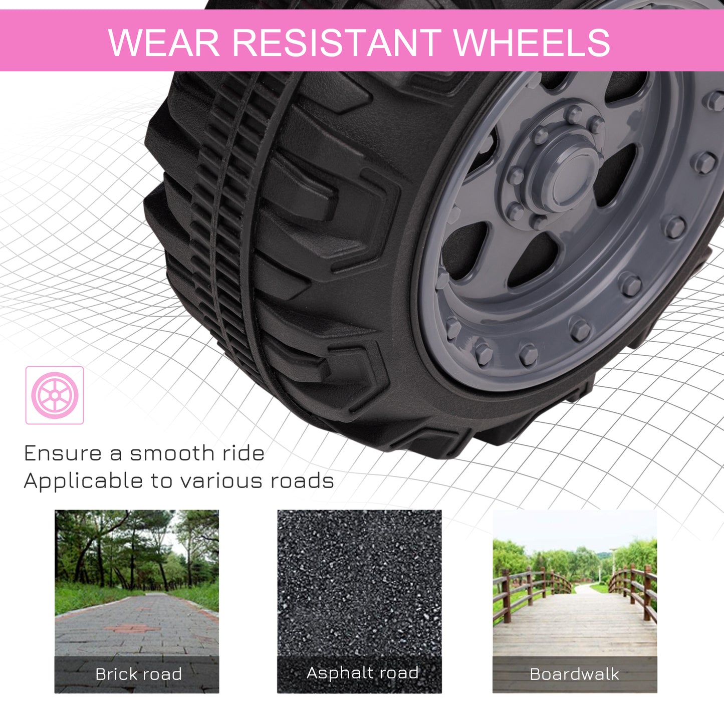 Ride-On ATV: 6V Battery Powered, Four Wheeler, Headlights, 18-36 Months, Pink, Toddler Quad Kids Crystal