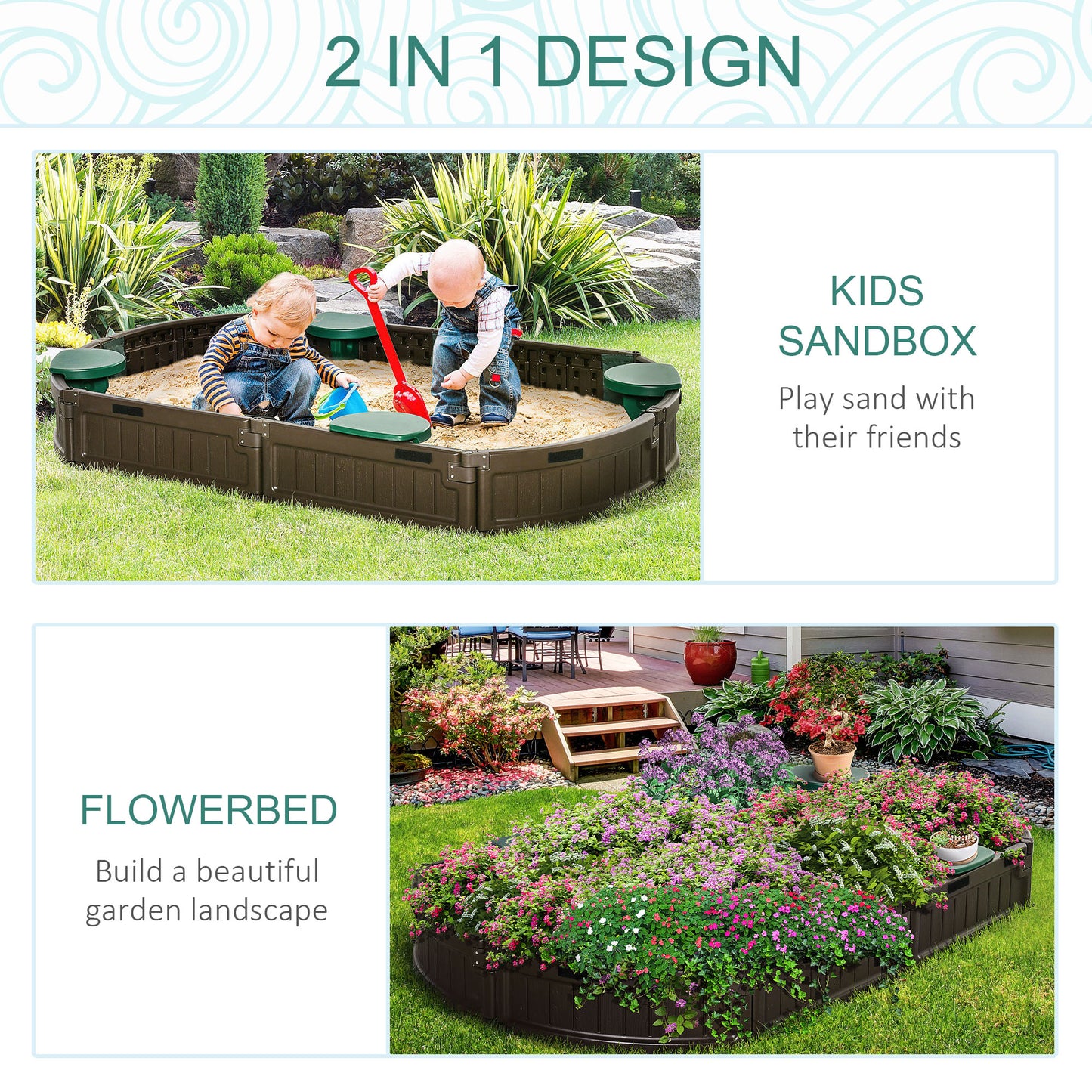 Childrens Sandbox with Canopy Cover Corner Seats Easy Assembly Outdoor Sand Play Area for Garden Backyard Kids Crystal