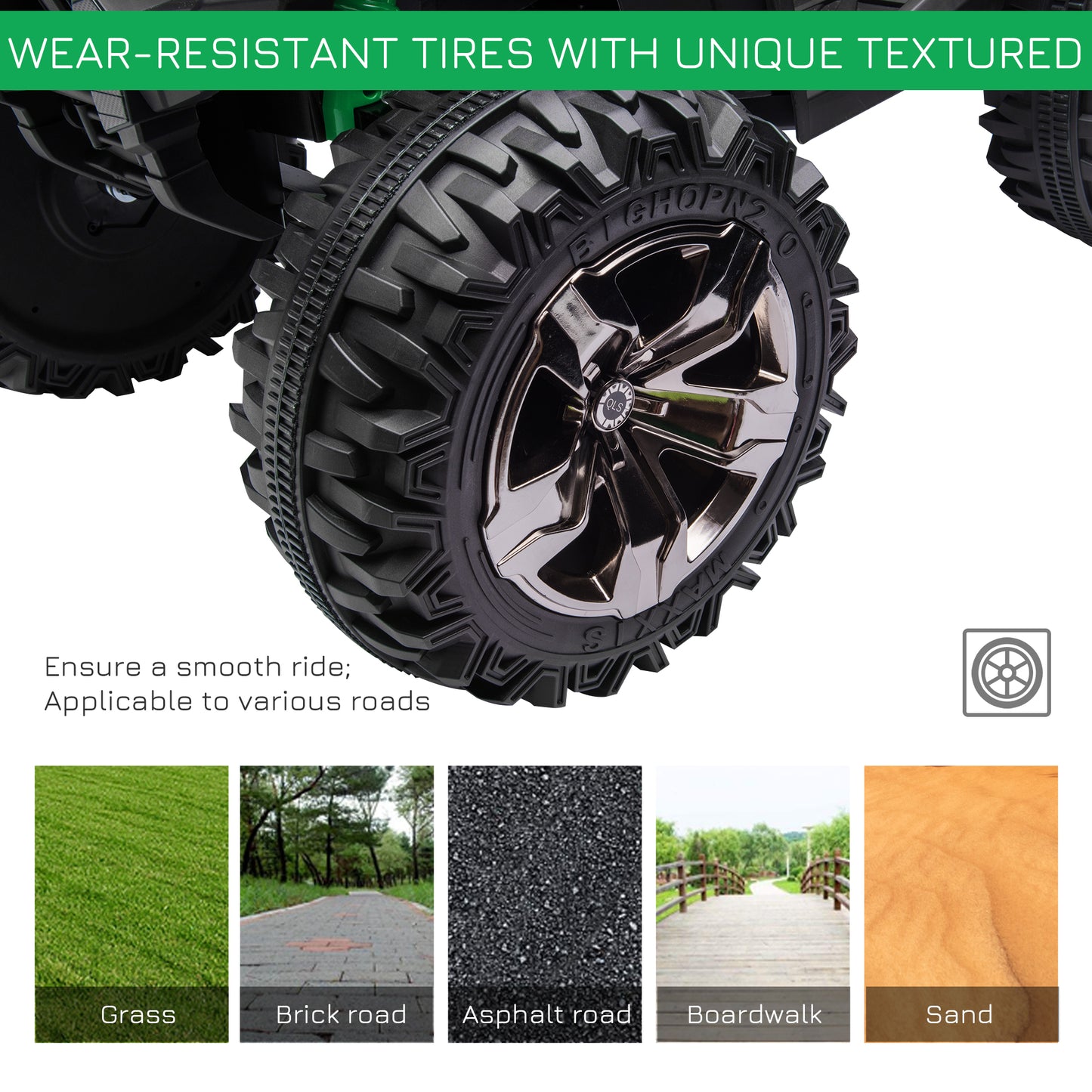 12V Kids 4-Wheeler ATV: MP3, Headlights, Battery Powered, Green Kids Crystal