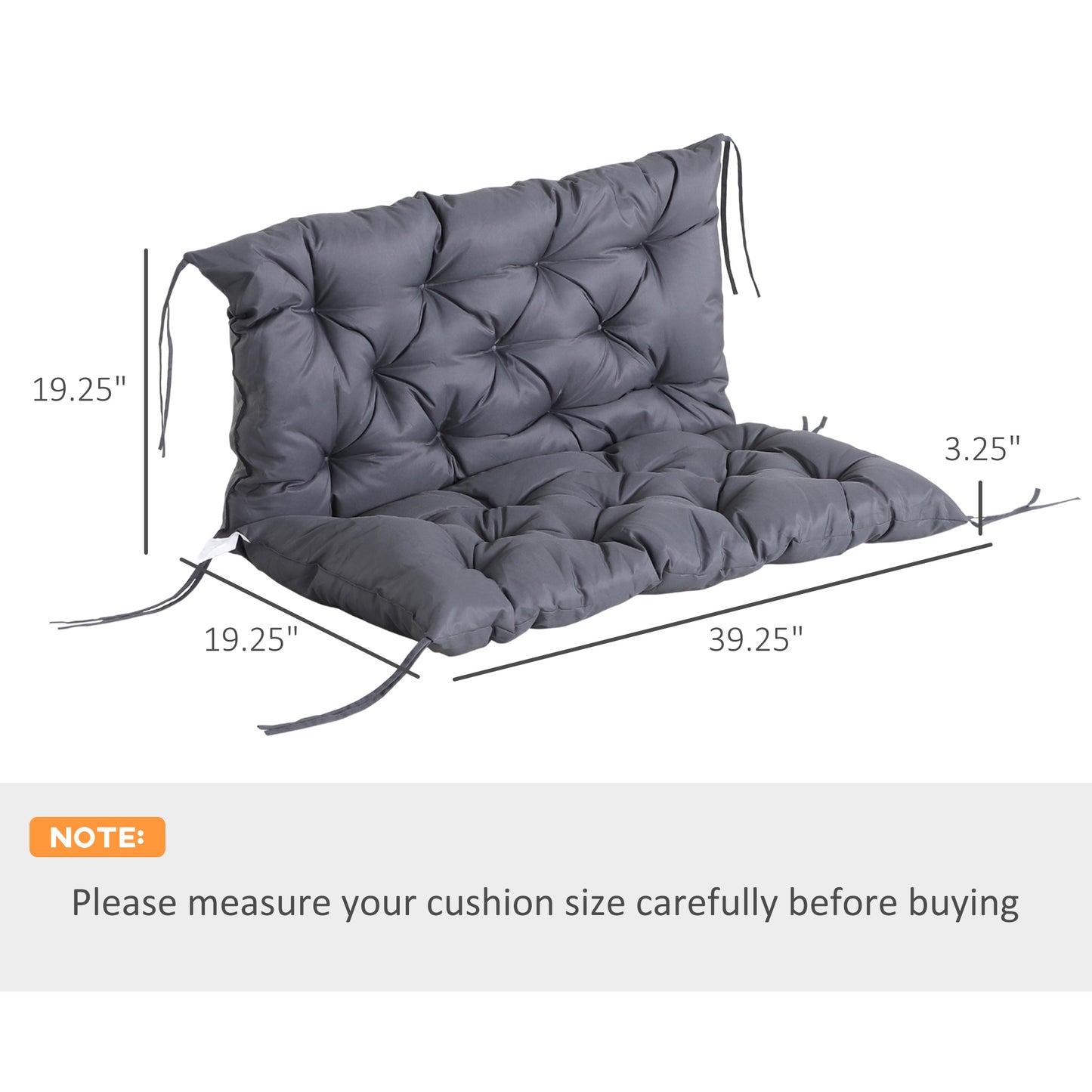 Non-Slip Garden Bench Cushion 2 Seater Thick Pad Swing Chair Mat Replacement 39.25" x 38.5" Comfort Kids Crystal