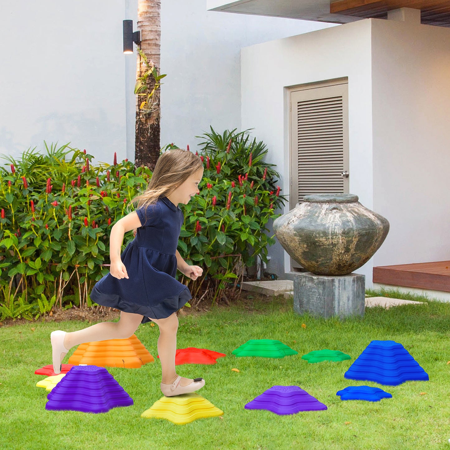 Kids Balance Stepping Stones 11PCS Anti-skid Starfish Design Stackable Play Blocks Kids Crystal