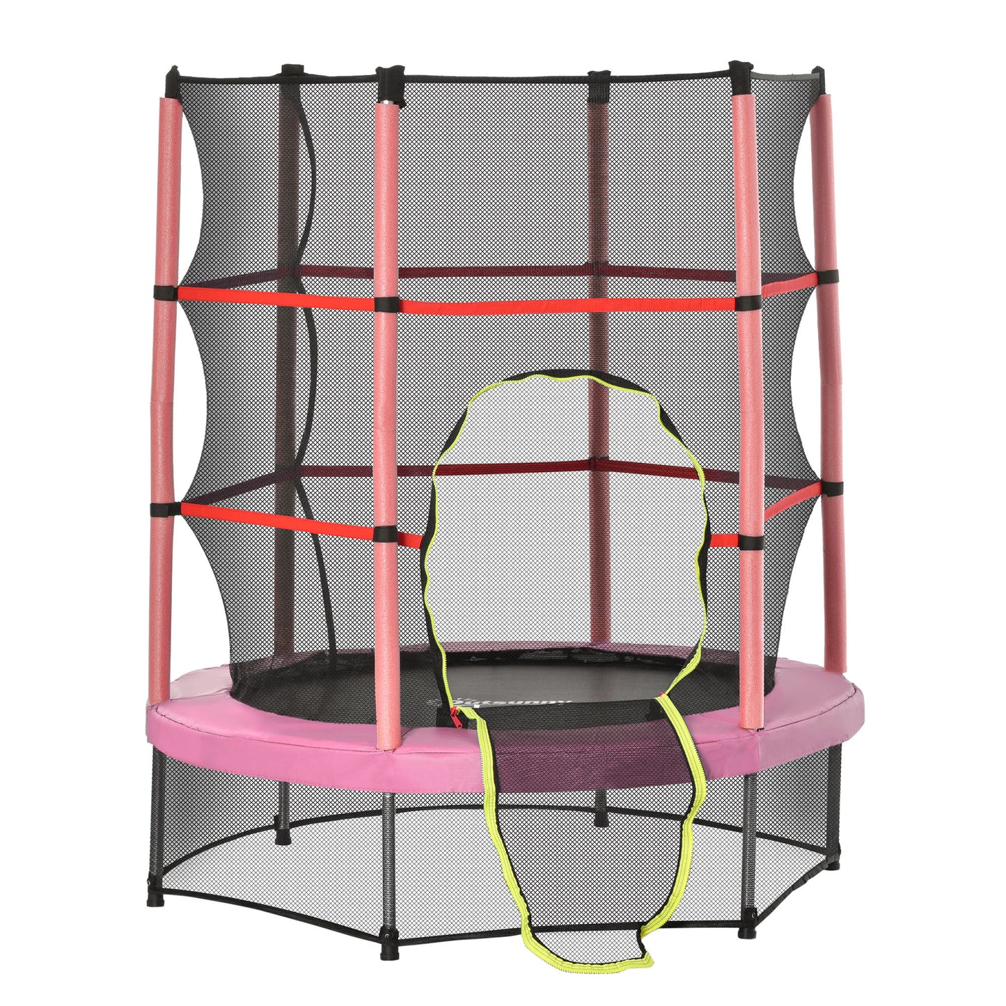 55" Kids Trampoline with Enclosure Net for Indoor/Outdoor, Trampoline for Boys and Girls Age 3-6 Years, Pink Kids Crystal